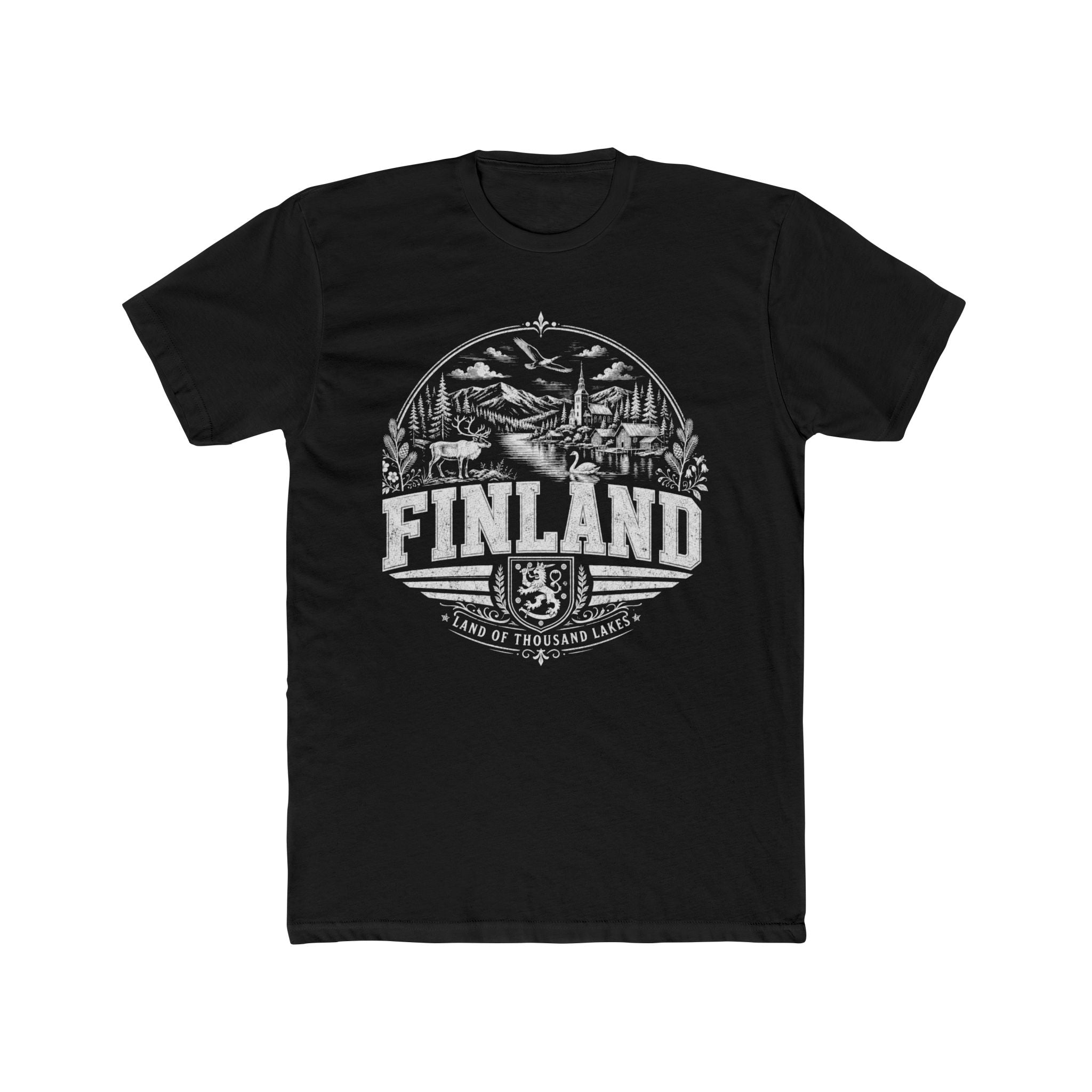 Finland vintage landmarks men's tee — iconic landmark design | Nameshi Destinations (view 2)