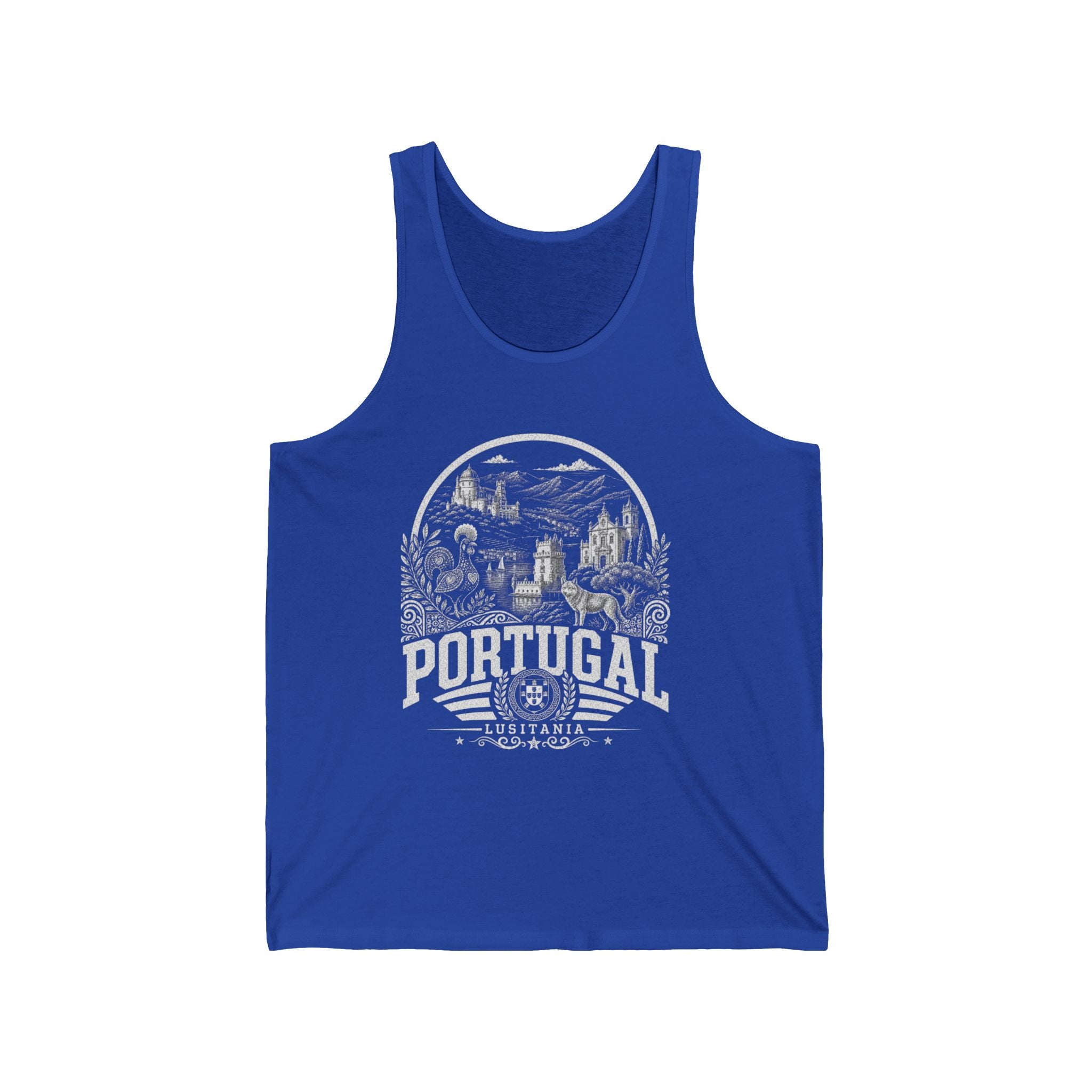 Portugal vintage landmarks men's tank top — iconic landmark design | Nameshi Destinations (view 6)