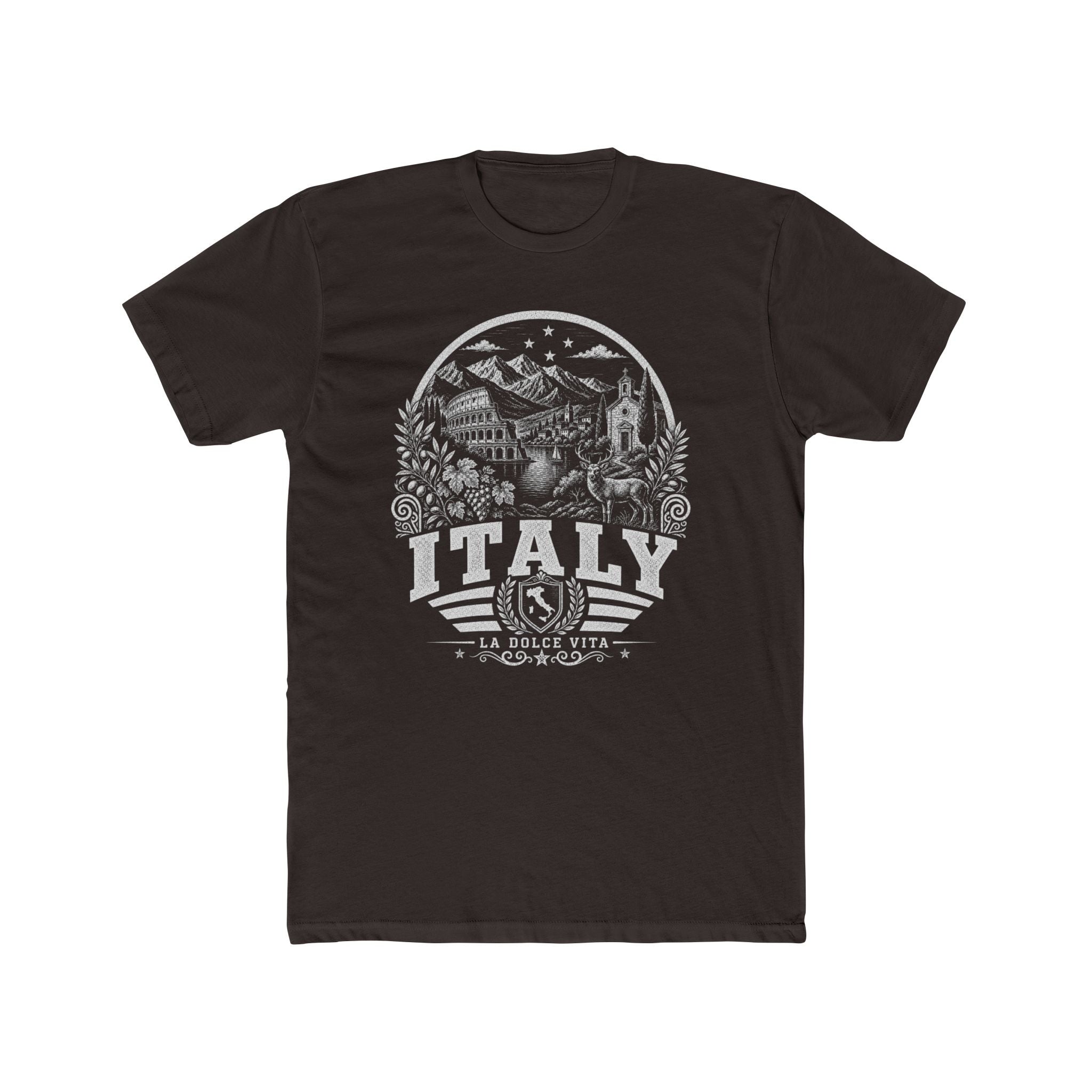 Italy vintage landmarks men's tee — iconic landmark design | Nameshi Destinations (view 1)