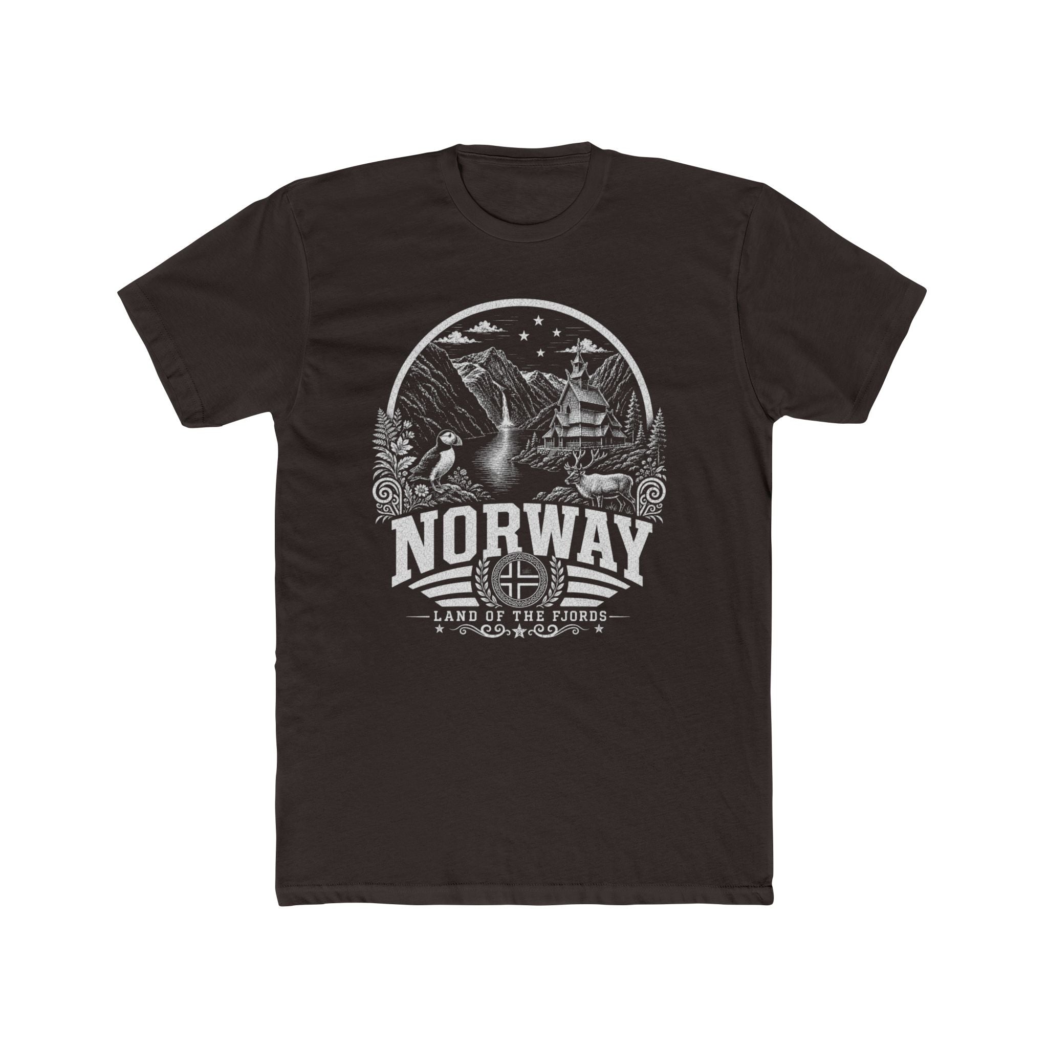 Norway vintage landmarks men's tee — iconic landmark design | Nameshi Destinations (view 1)