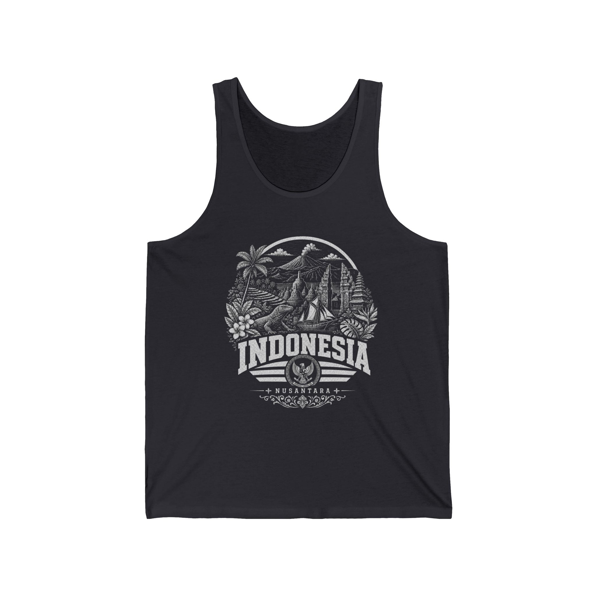 USA vintage landmarks men's tank top — iconic landmark design | Nameshi Destinations (view 2)