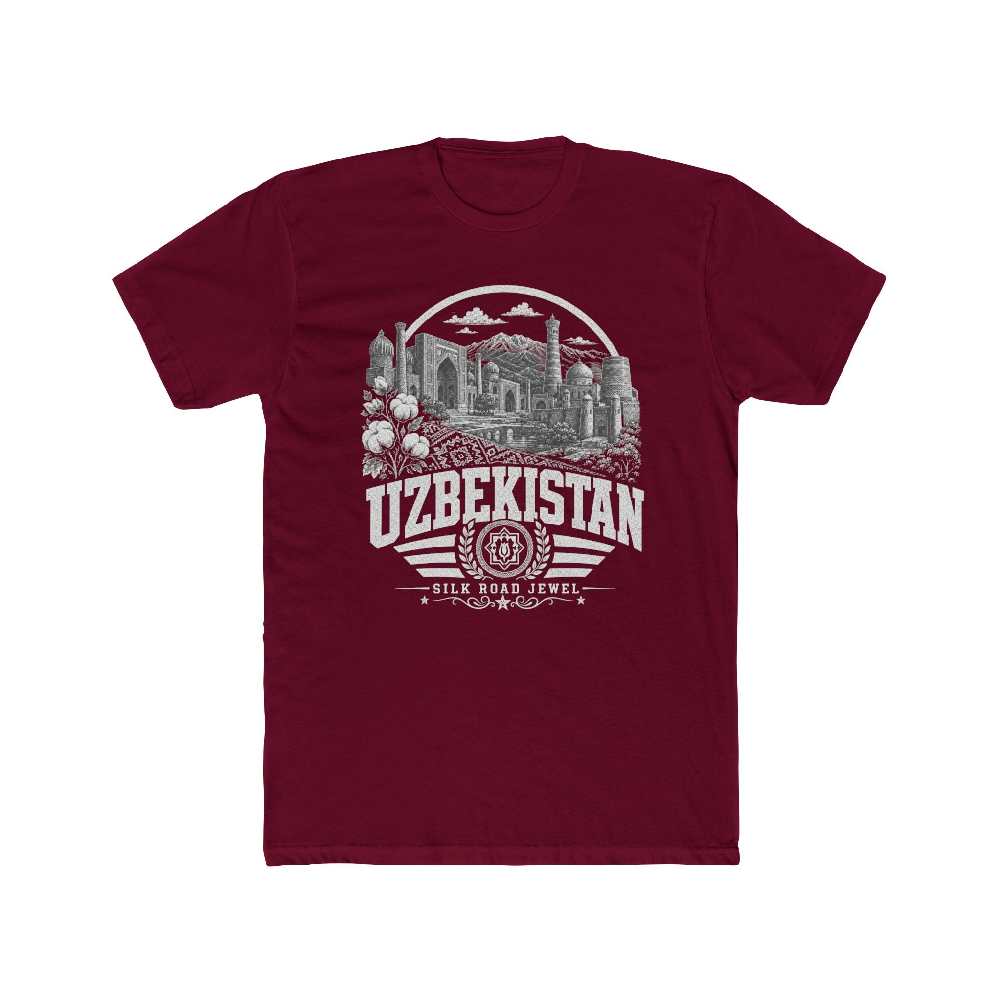 Camiseta Masculina Joia da Rota da Seda do Uzbequistão