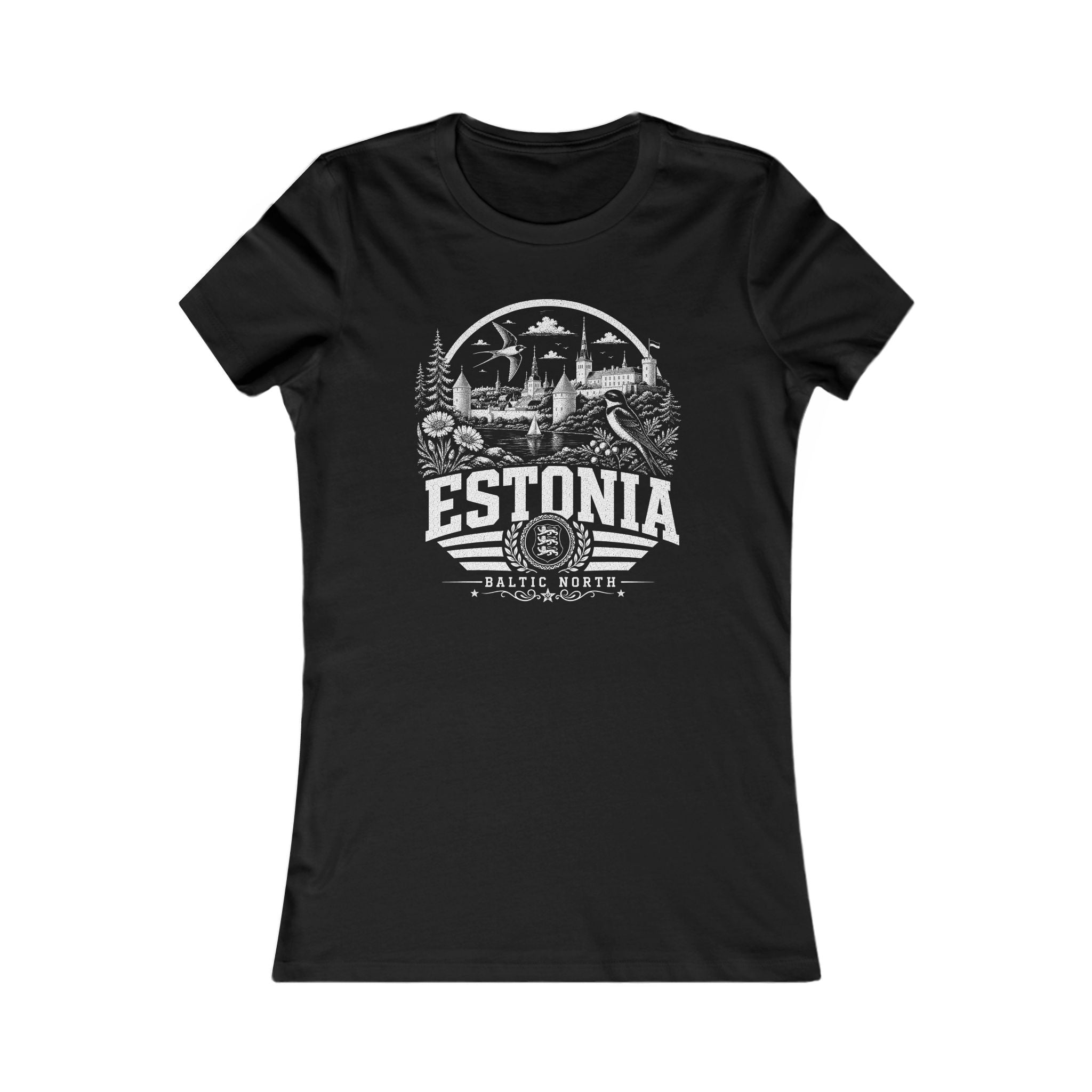 Estonia vintage landmarks women's tee — iconic landmark design | Nameshi Destinations (view 1)