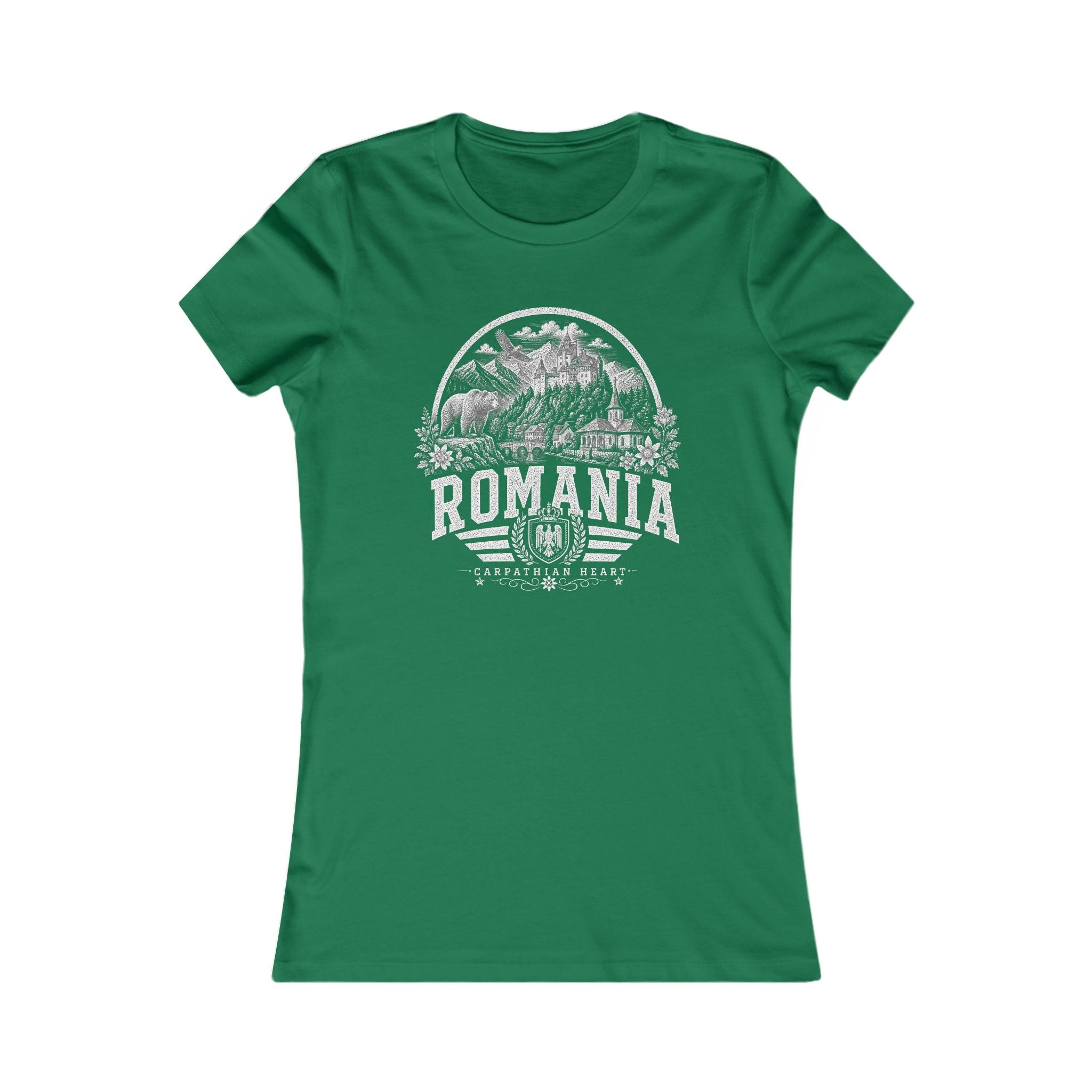 Romania vintage landmarks women's tee — iconic landmark design | Nameshi Destinations (view 2)
