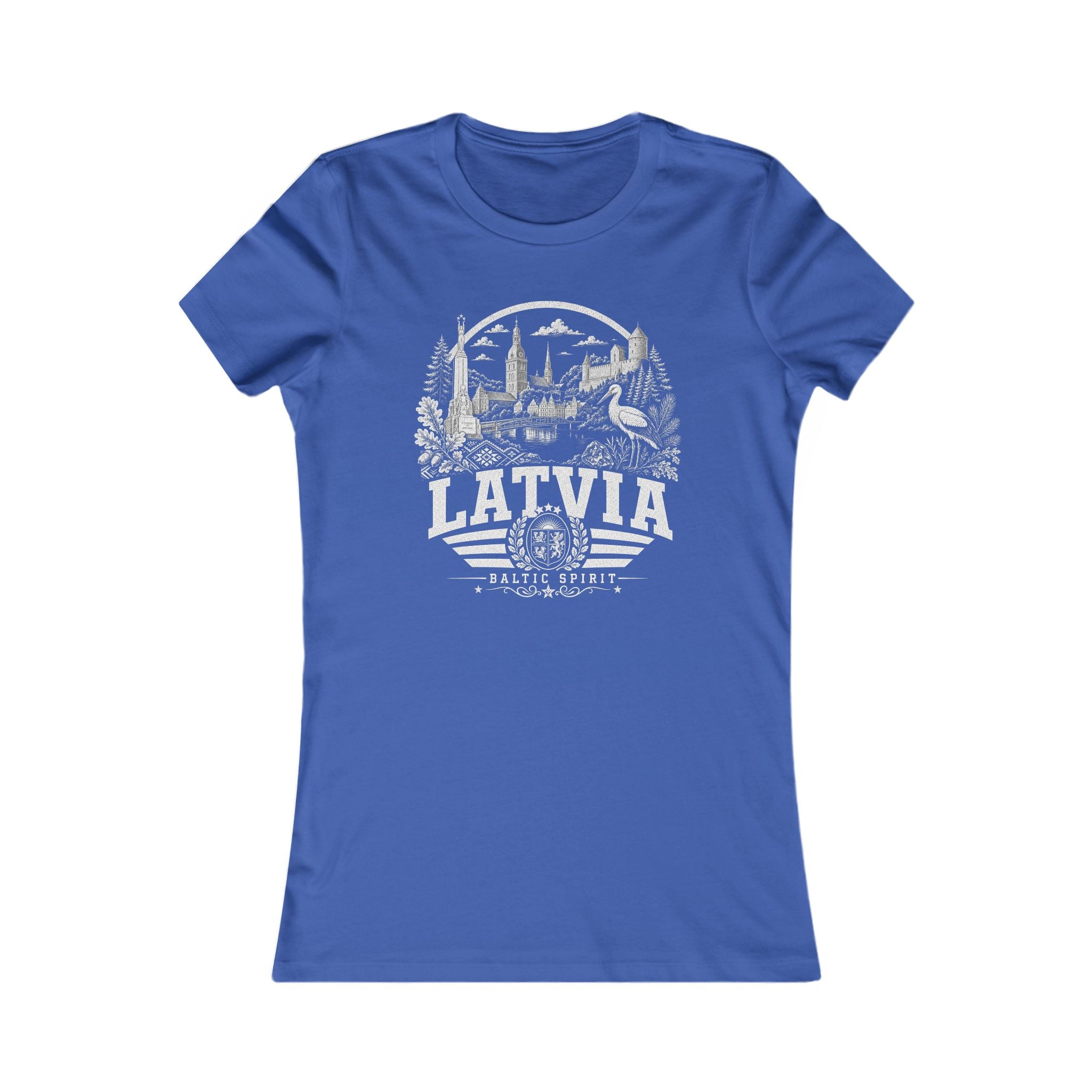 Latvia vintage landmarks women's tee — iconic landmark design | Nameshi Destinations (view 3)
