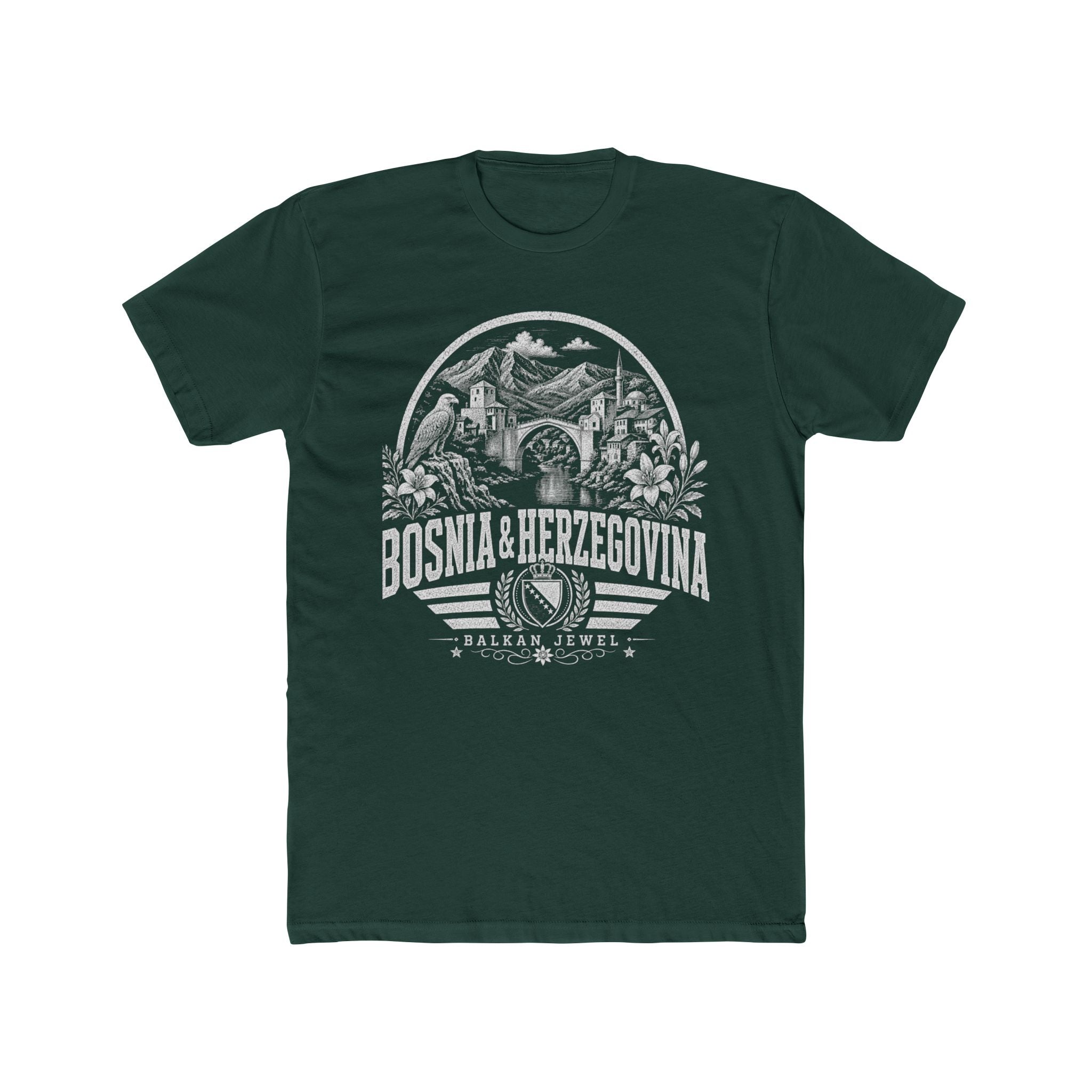 Bosnia & Herzegovina vintage landmarks men's tee — iconic landmark design | Nameshi Destinations (view 7)