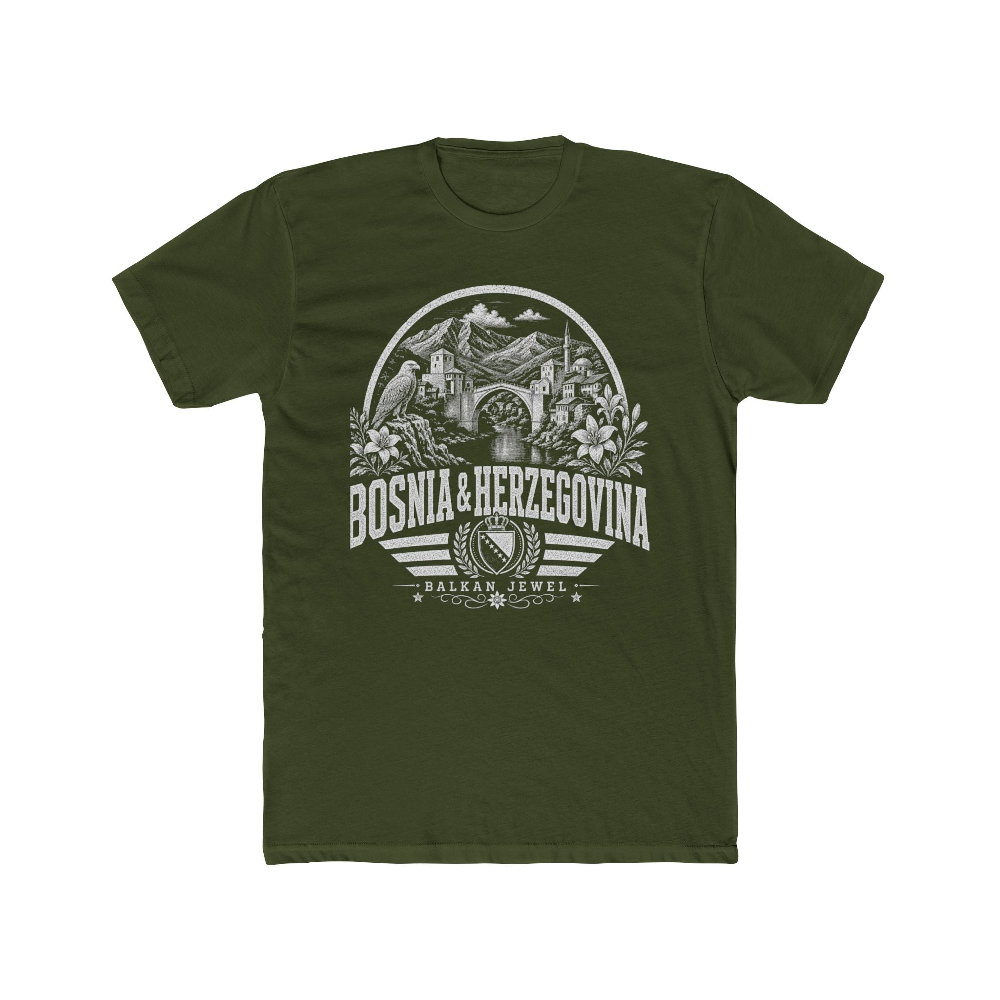 Bosnia & Herzegovina vintage landmarks men's tee — iconic landmark design | Nameshi Destinations (view 4)