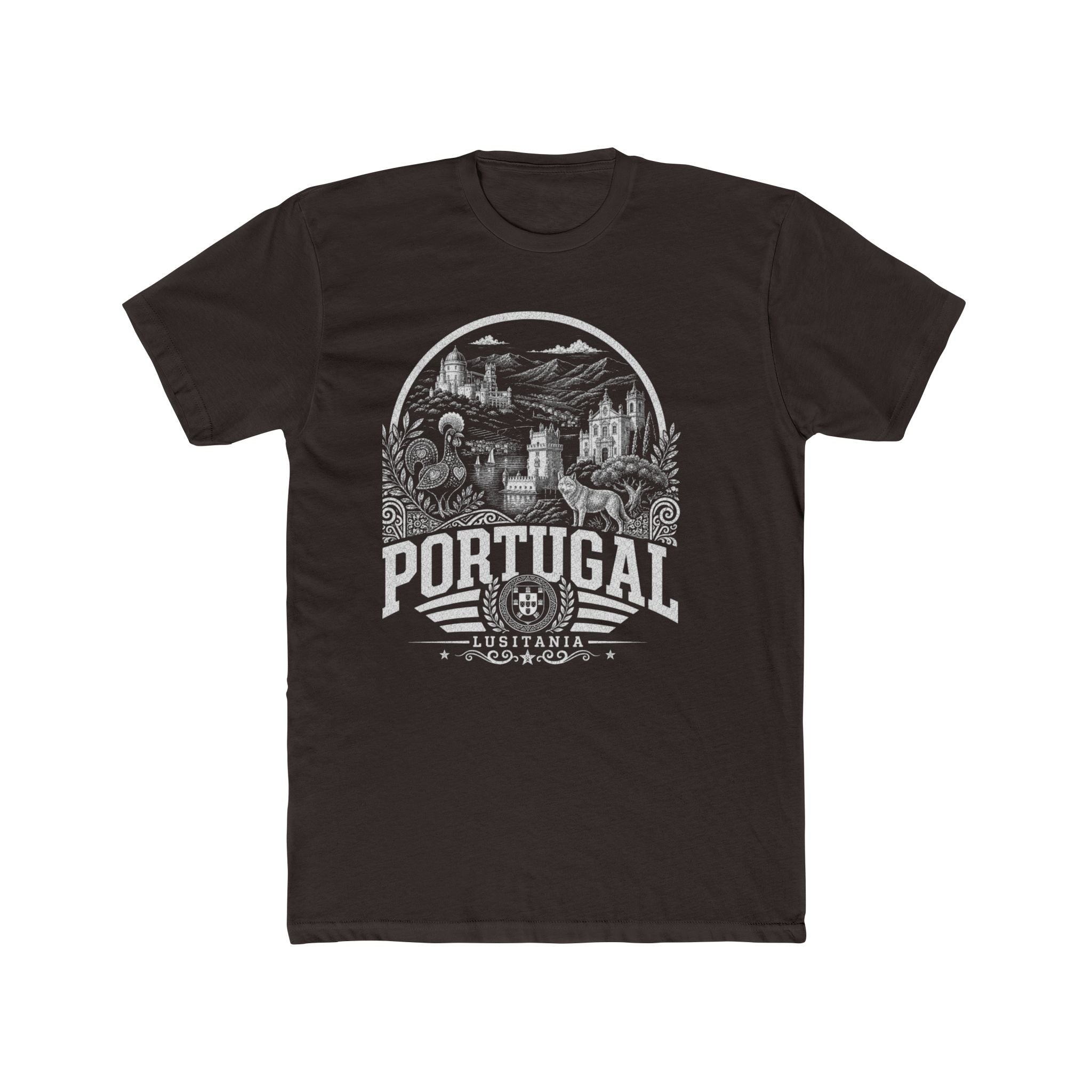 Portugal vintage landmarks men's tee — iconic landmark design | Nameshi Destinations (view 1)