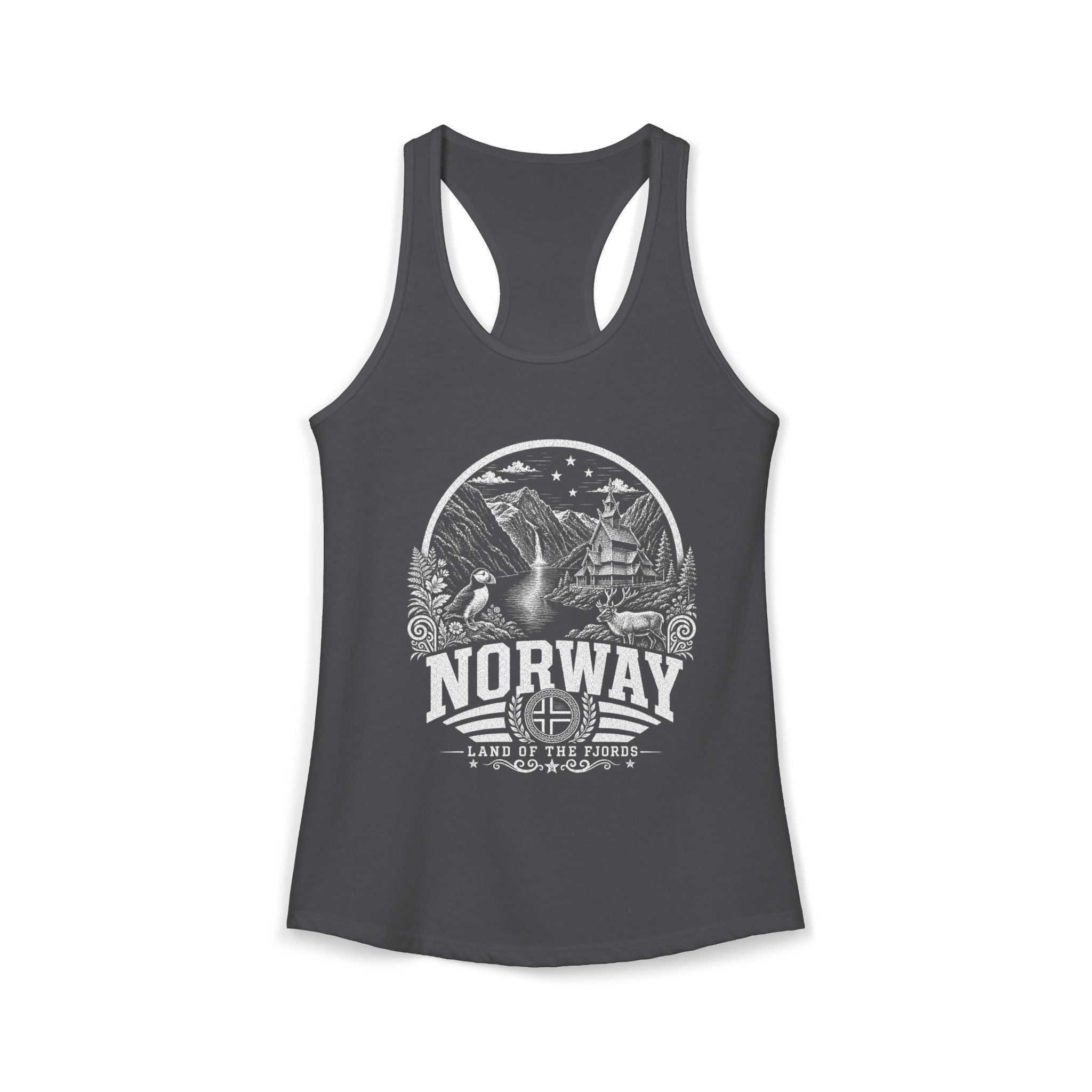 Norway vintage landmarks tank top — iconic landmark design | Nameshi Destinations (view 12)