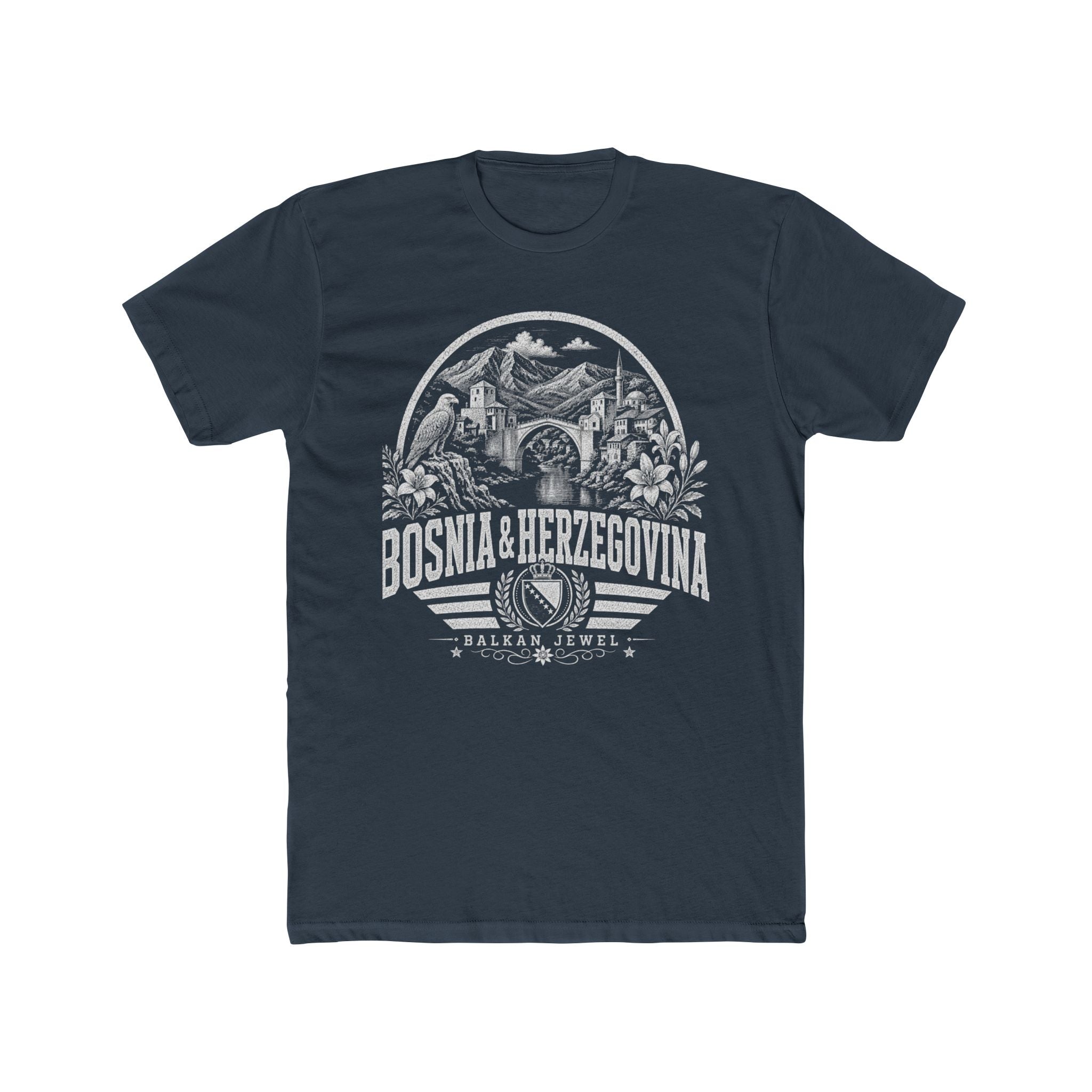 Bosnia & Herzegovina vintage landmarks men's tee — iconic landmark design | Nameshi Destinations (view 8)