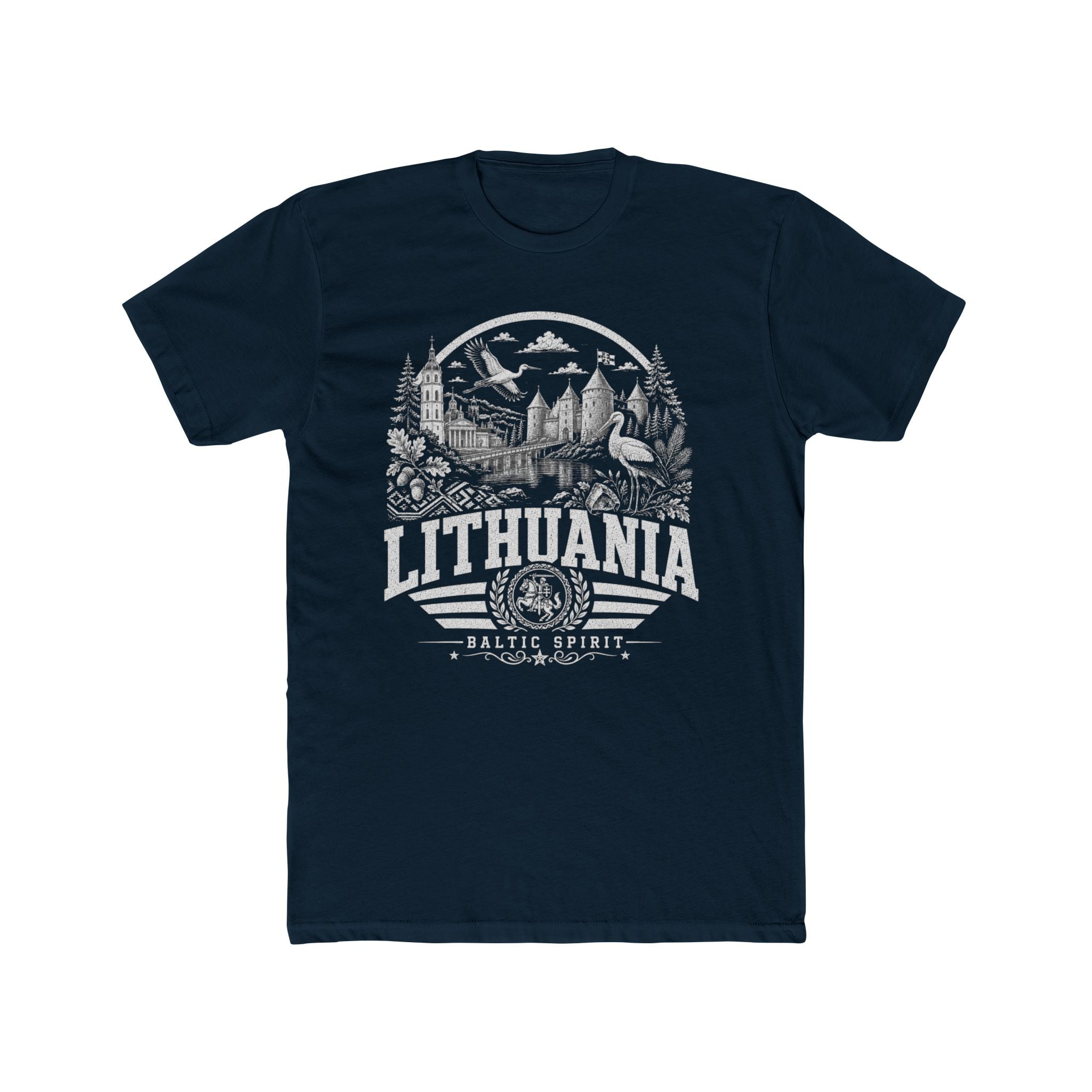 Lithuania vintage landmarks men's tee — iconic landmark design | Nameshi Destinations (view 12)