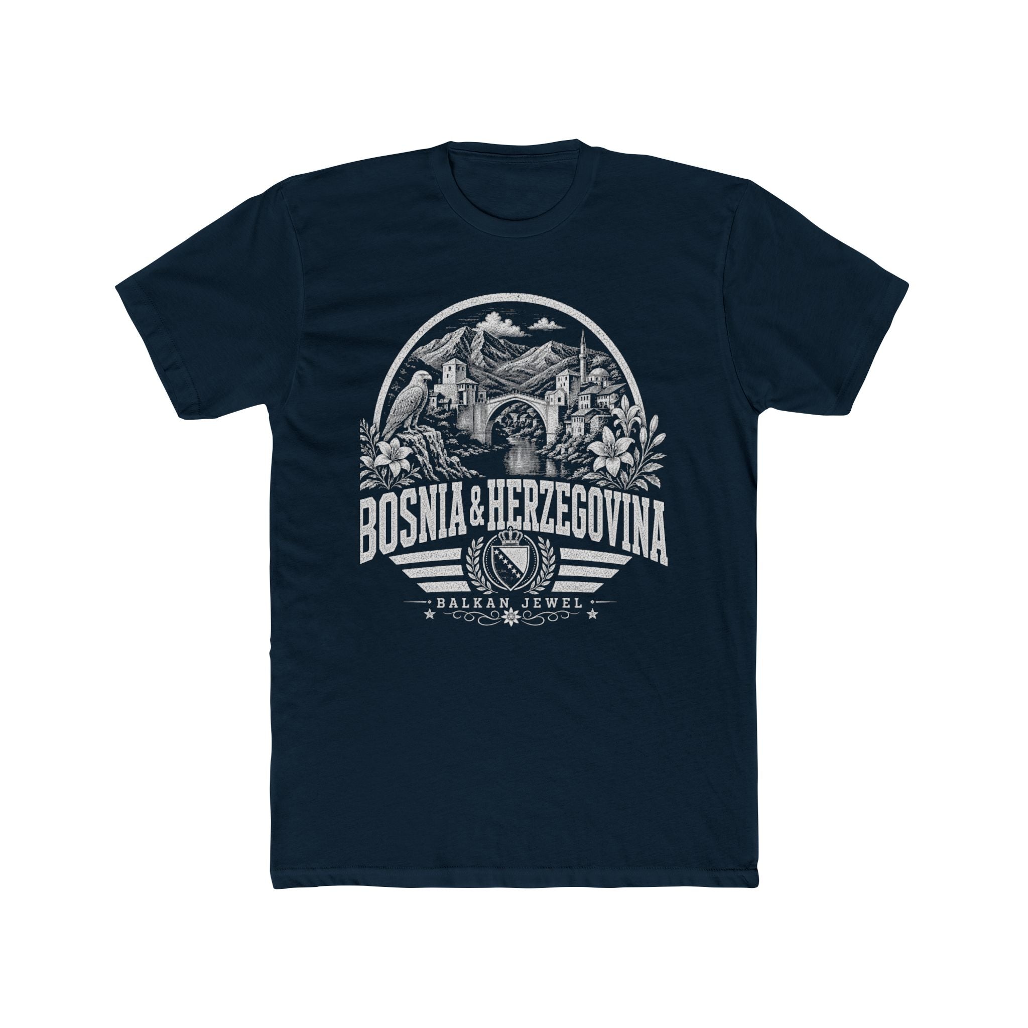 Bosnia & Herzegovina vintage landmarks men's tee — iconic landmark design | Nameshi Destinations (view 12)