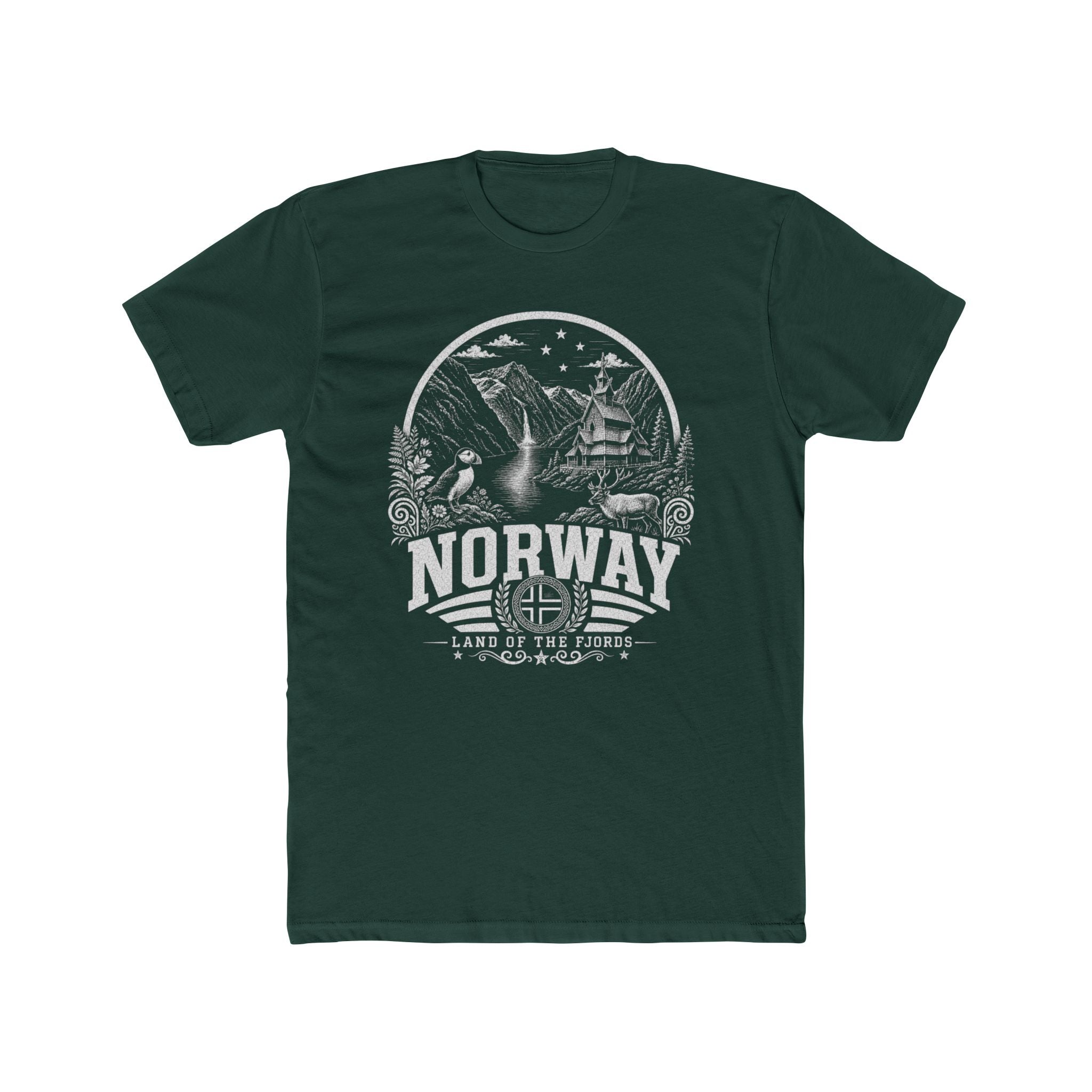 Norway vintage landmarks men's tee — iconic landmark design | Nameshi Destinations (view 7)