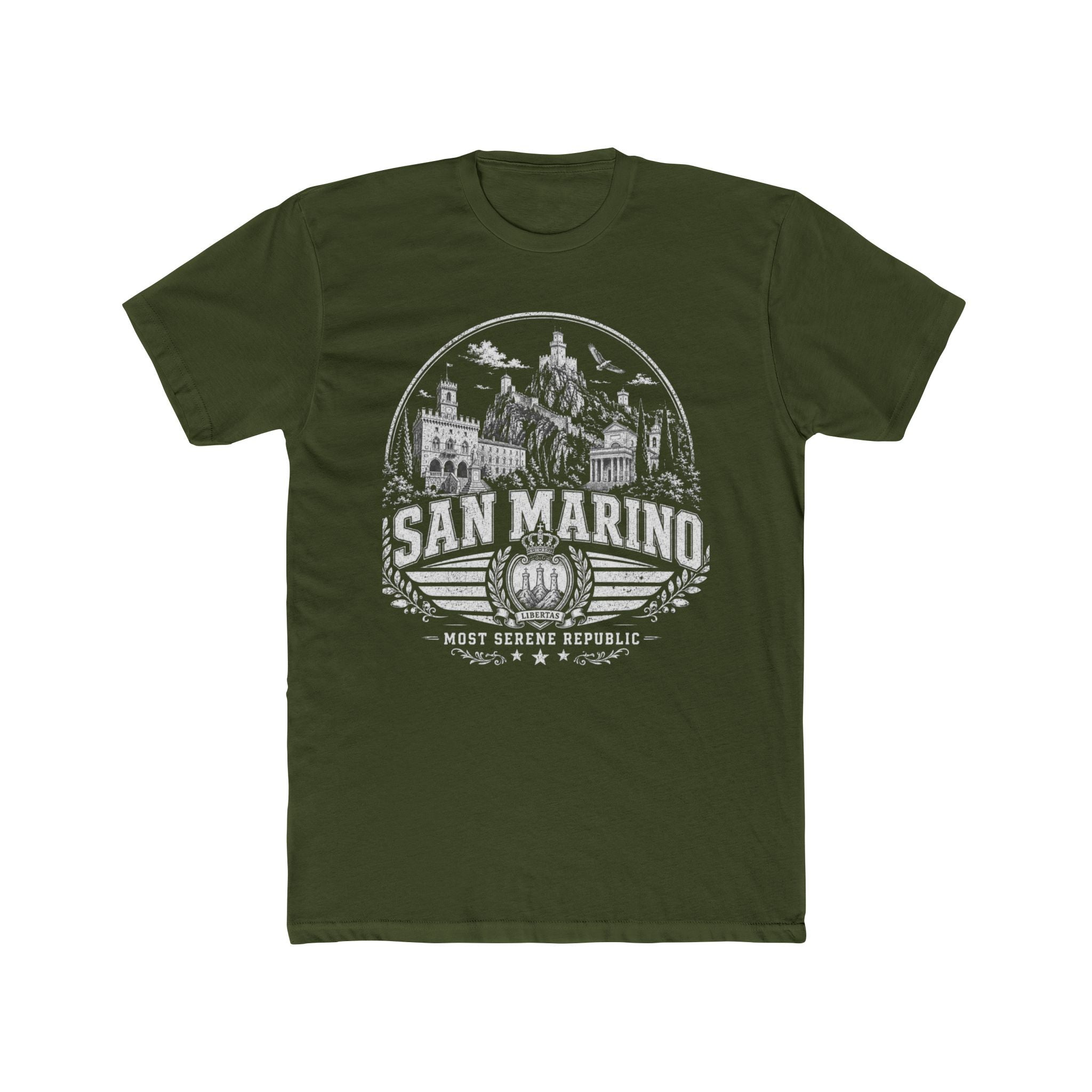 San Marino vintage landmarks men's tee — iconic landmark design | Nameshi Destinations (view 4)