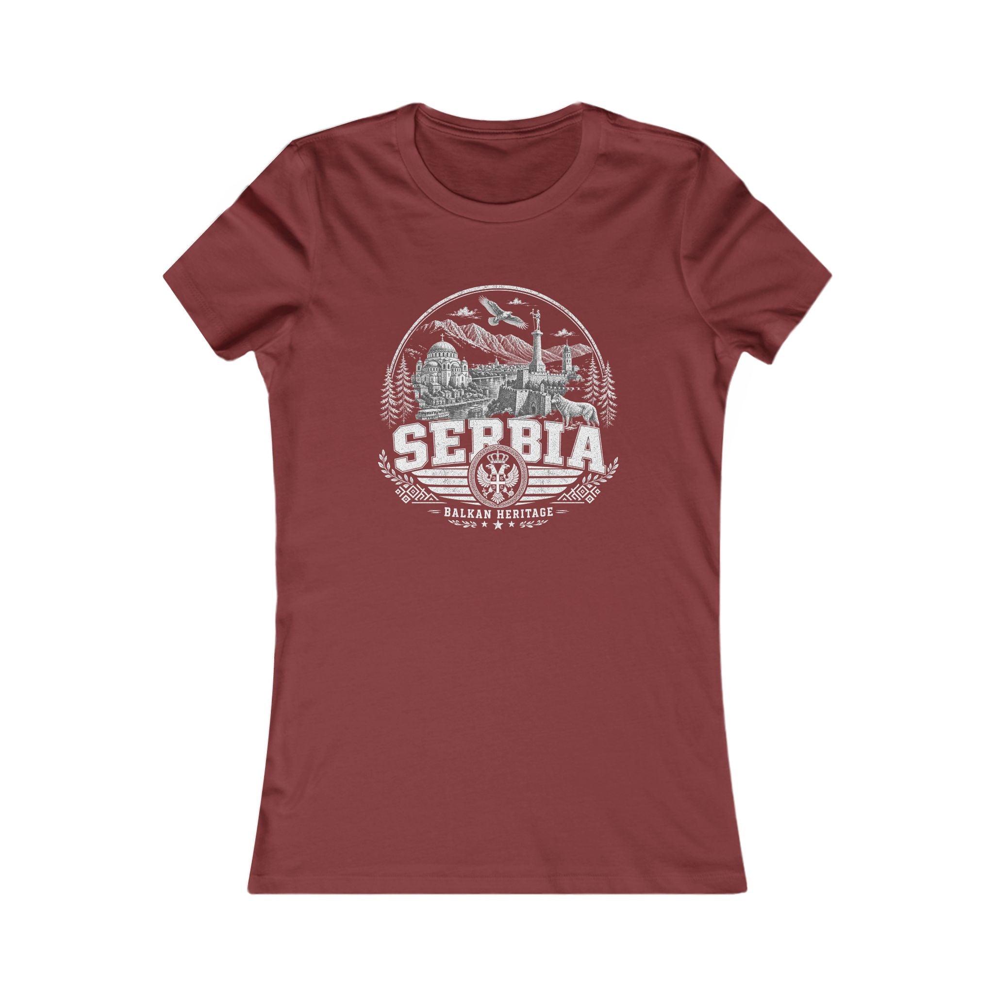 Serbia vintage landmarks women's tee — iconic landmark design | Nameshi Destinations (view 15)