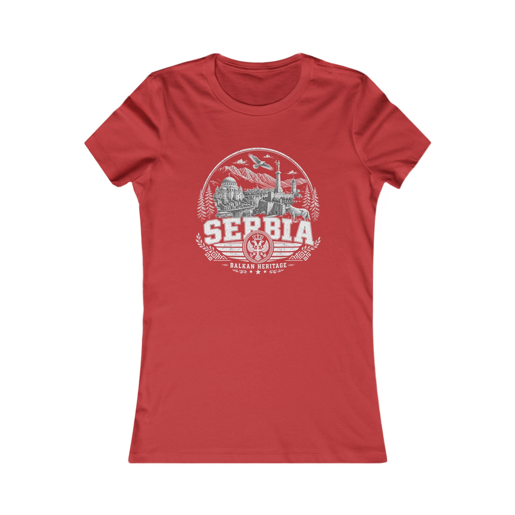 Serbia vintage landmarks women's tee — iconic landmark design | Nameshi Destinations (view 9)