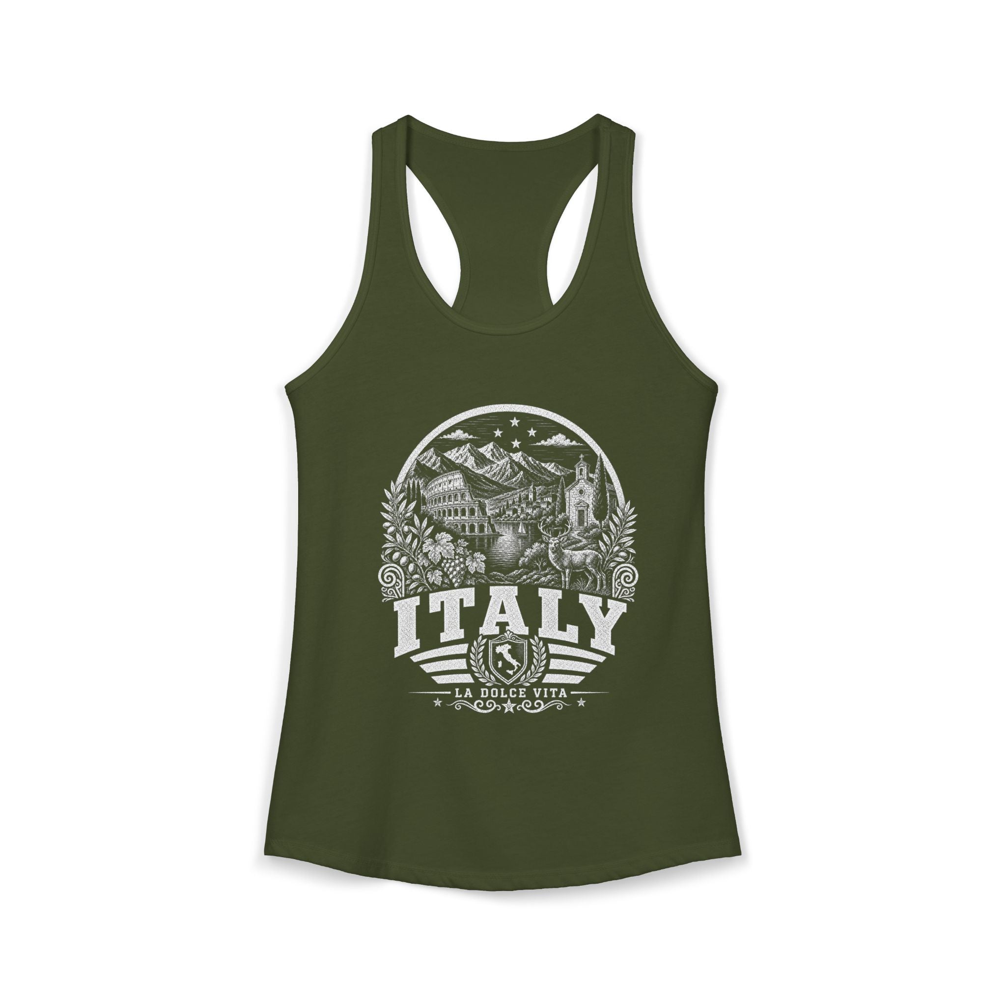 Italy vintage landmarks tank top — iconic landmark design | Nameshi Destinations (view 5)