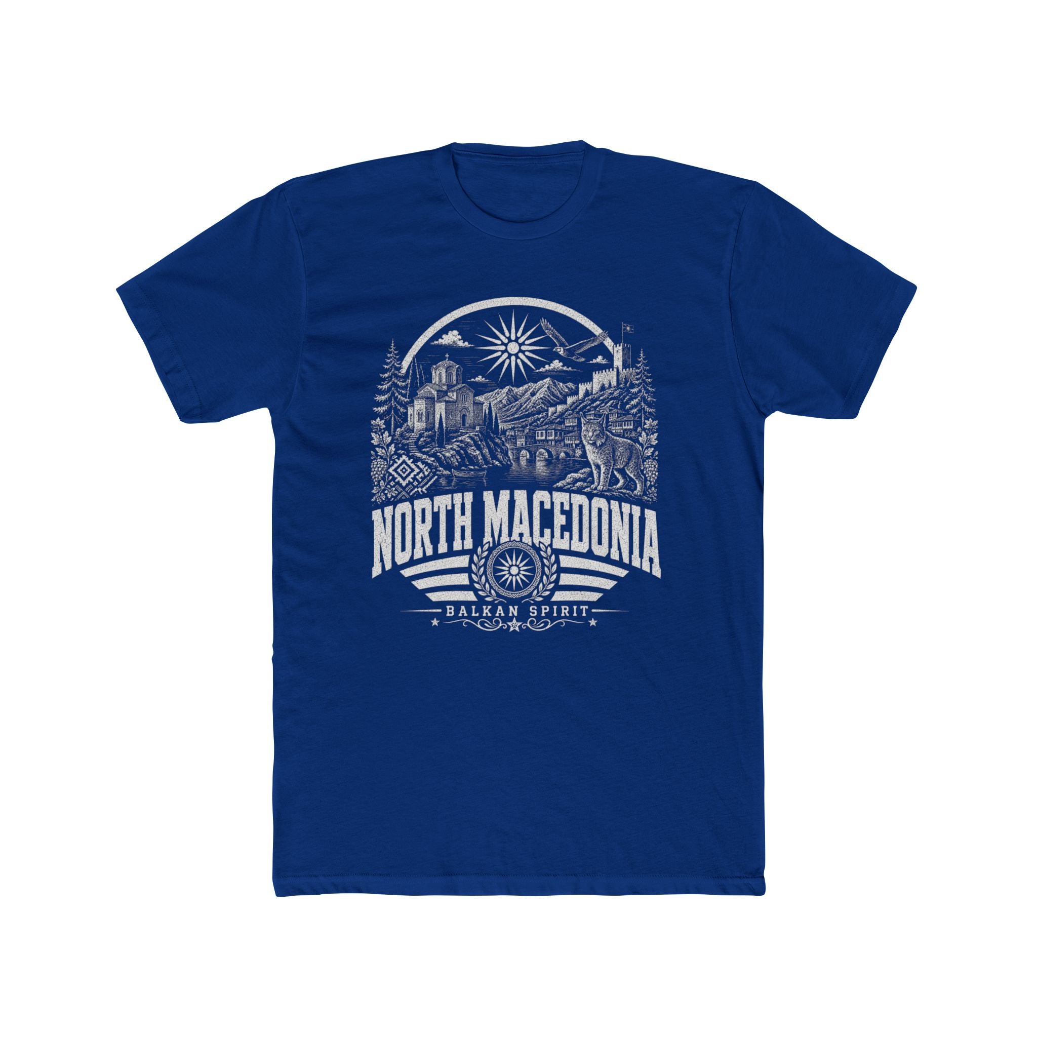North Macedonia vintage landmarks men's tee — iconic landmark design | Nameshi Destinations (view 11)