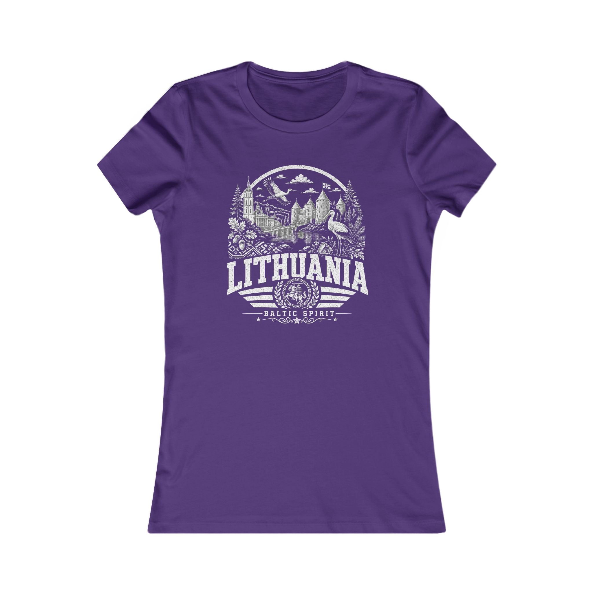 Lithuania vintage landmarks women's tee — iconic landmark design | Nameshi Destinations (view 6)
