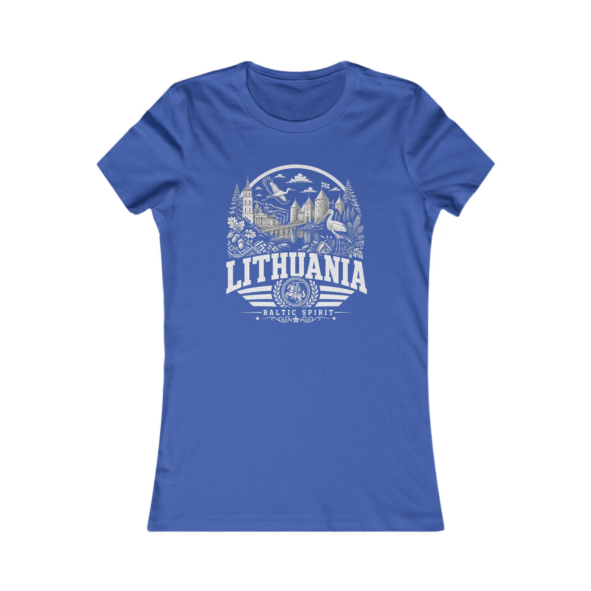 Lithuania vintage landmarks women's tee — iconic landmark design | Nameshi Destinations (view 3)