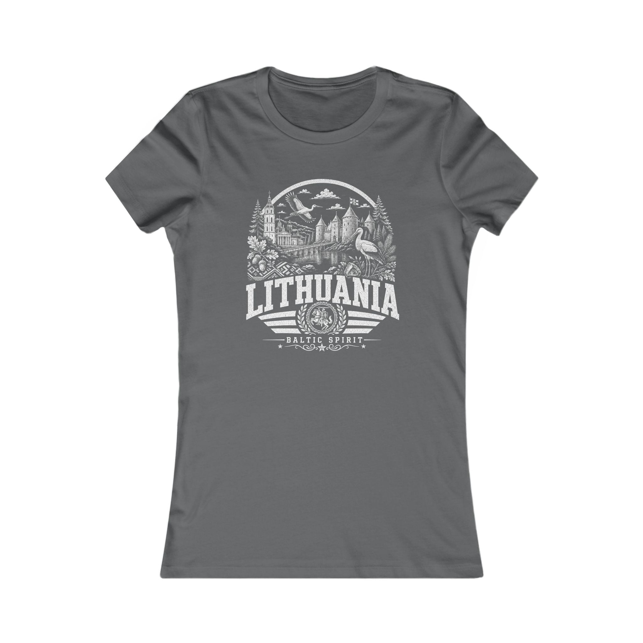 Lithuania vintage landmarks women's tee — iconic landmark design | Nameshi Destinations (view 11)