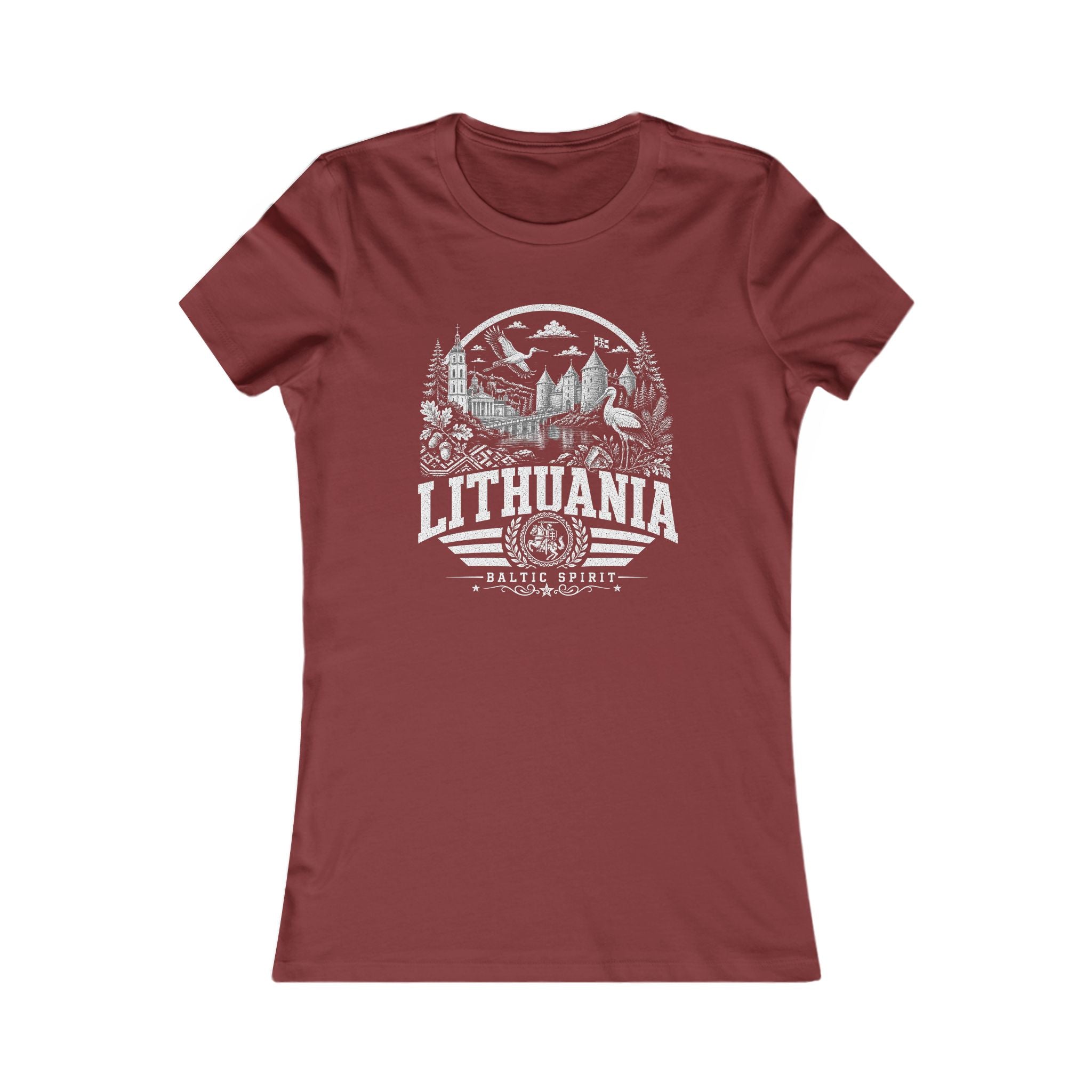 Lithuania vintage landmarks women's tee — iconic landmark design | Nameshi Destinations (view 15)
