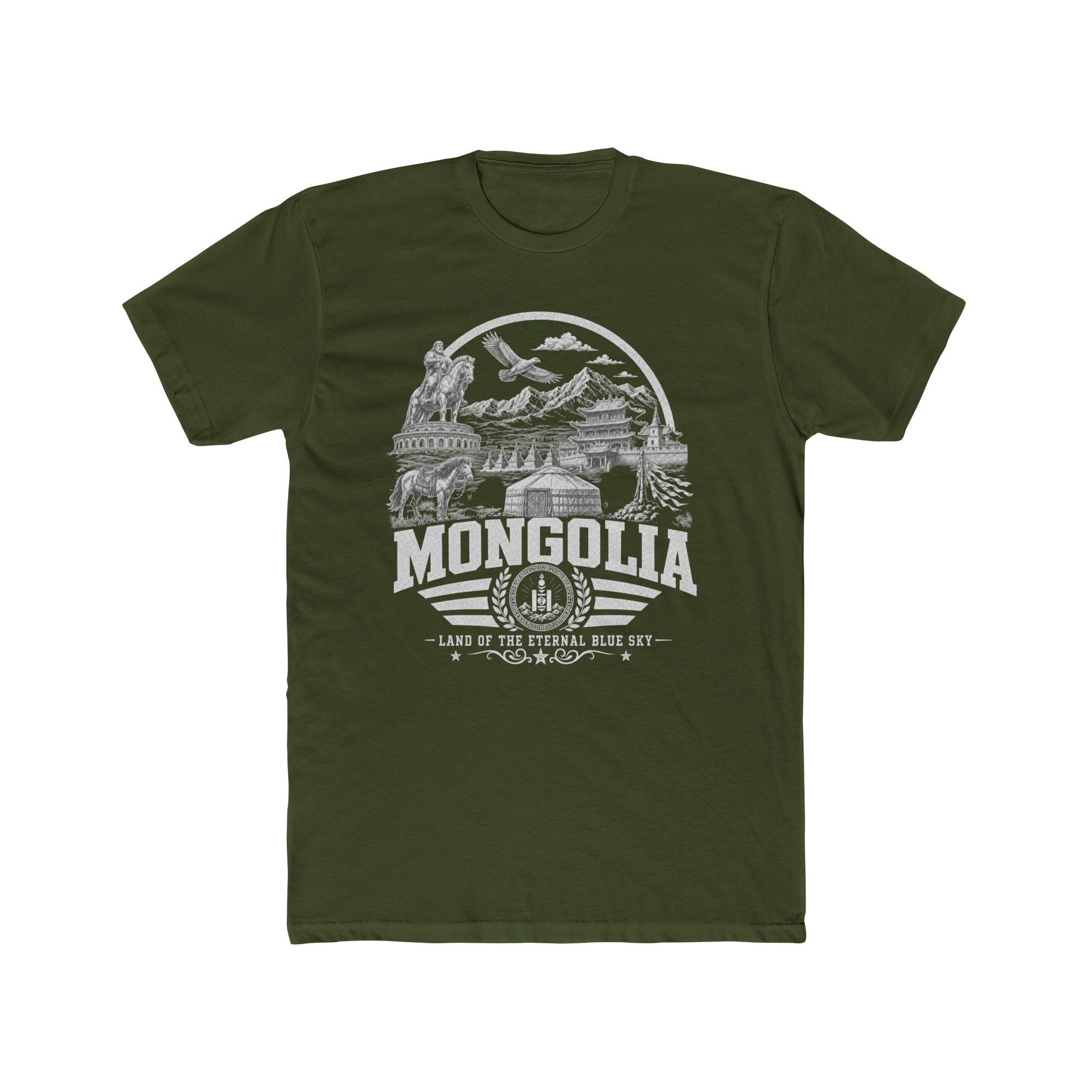 Camiseta Masculina Mongólia Terra do Céu Azul Eterno