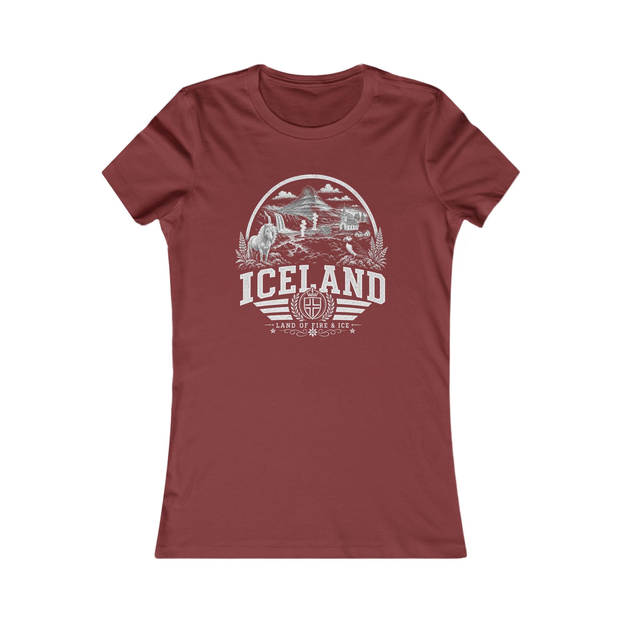 Iceland vintage landmarks women's tee — iconic landmark design | Nameshi Destinations (view 15)