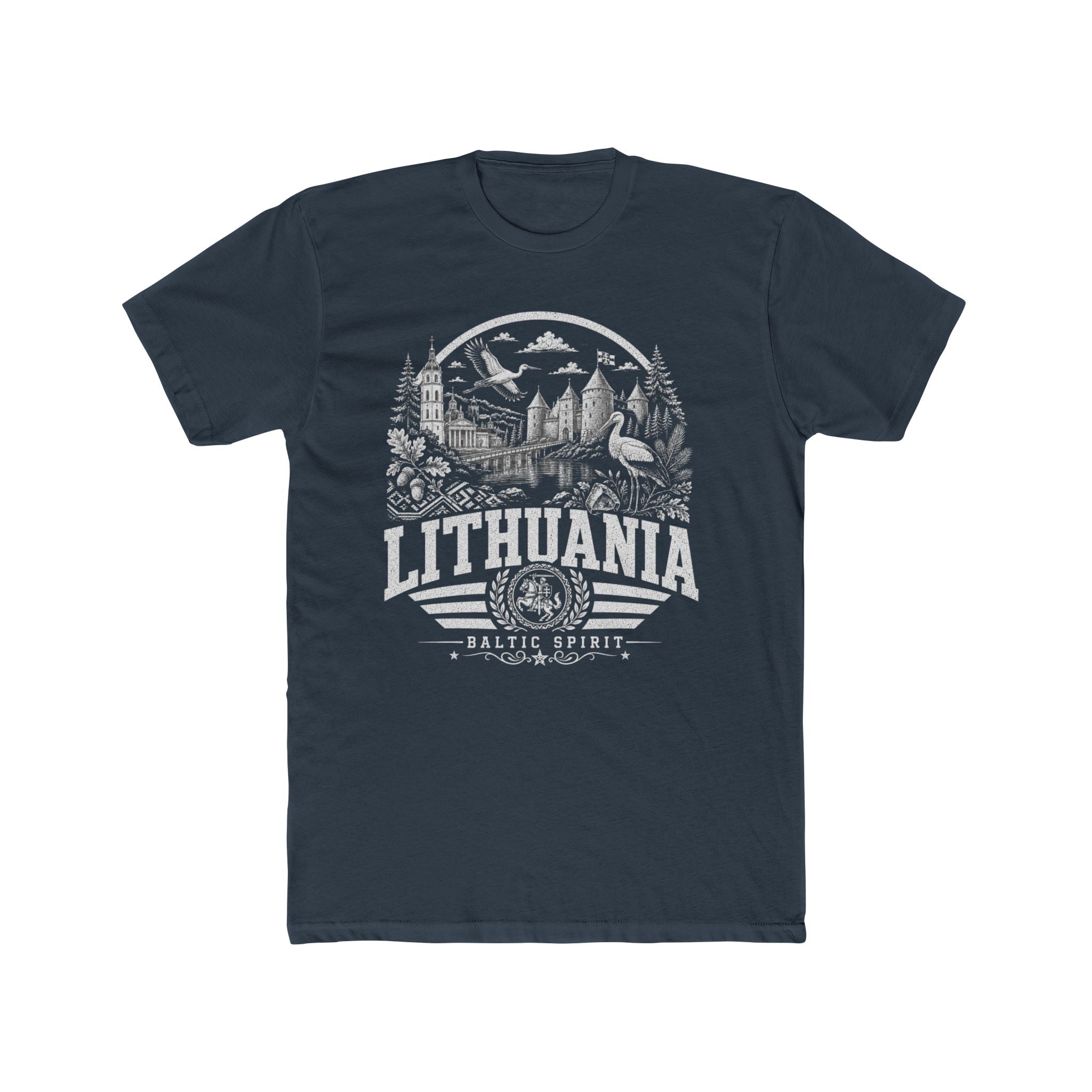 Lithuania vintage landmarks men's tee — iconic landmark design | Nameshi Destinations (view 8)