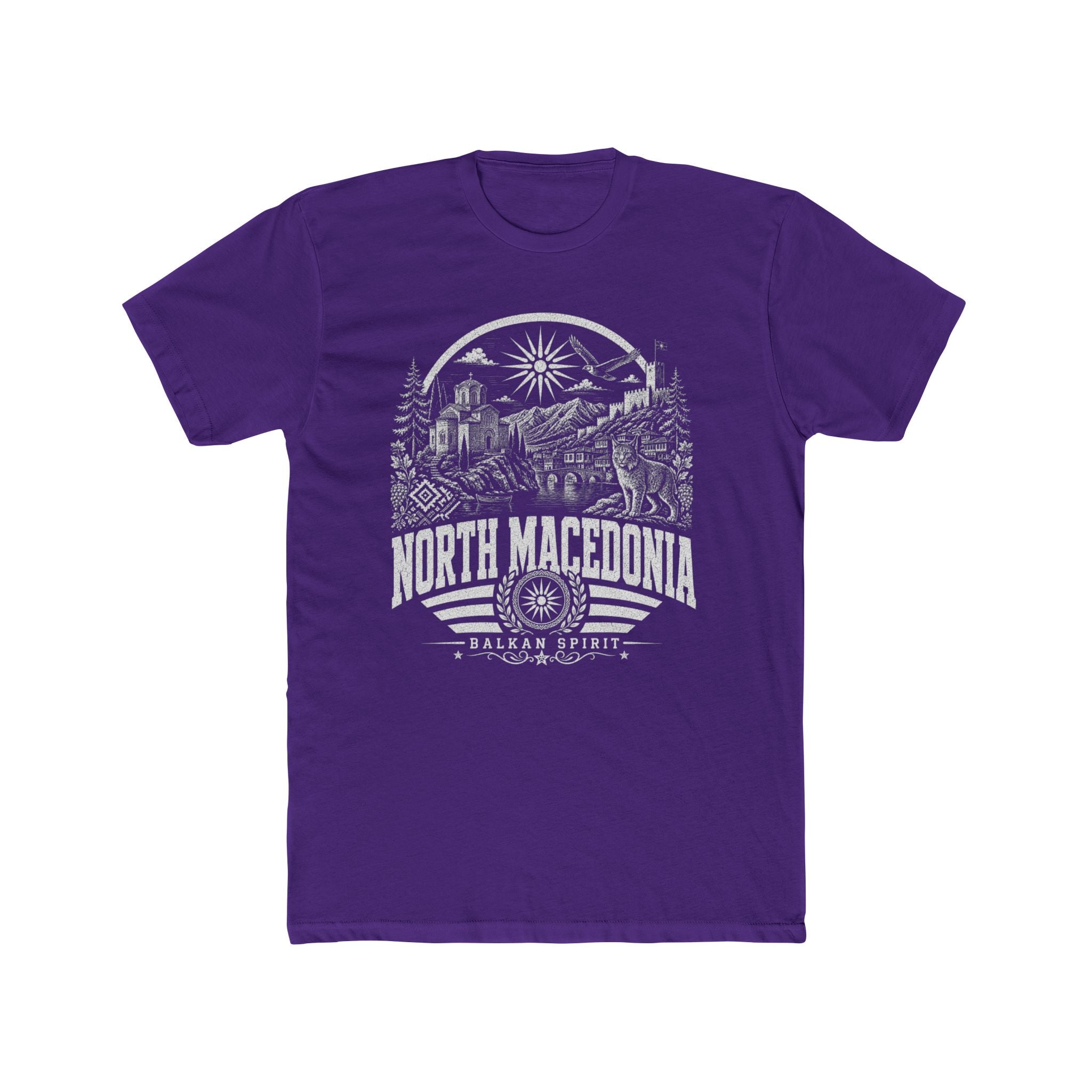 North Macedonia vintage landmarks men's tee — iconic landmark design | Nameshi Destinations (view 13)