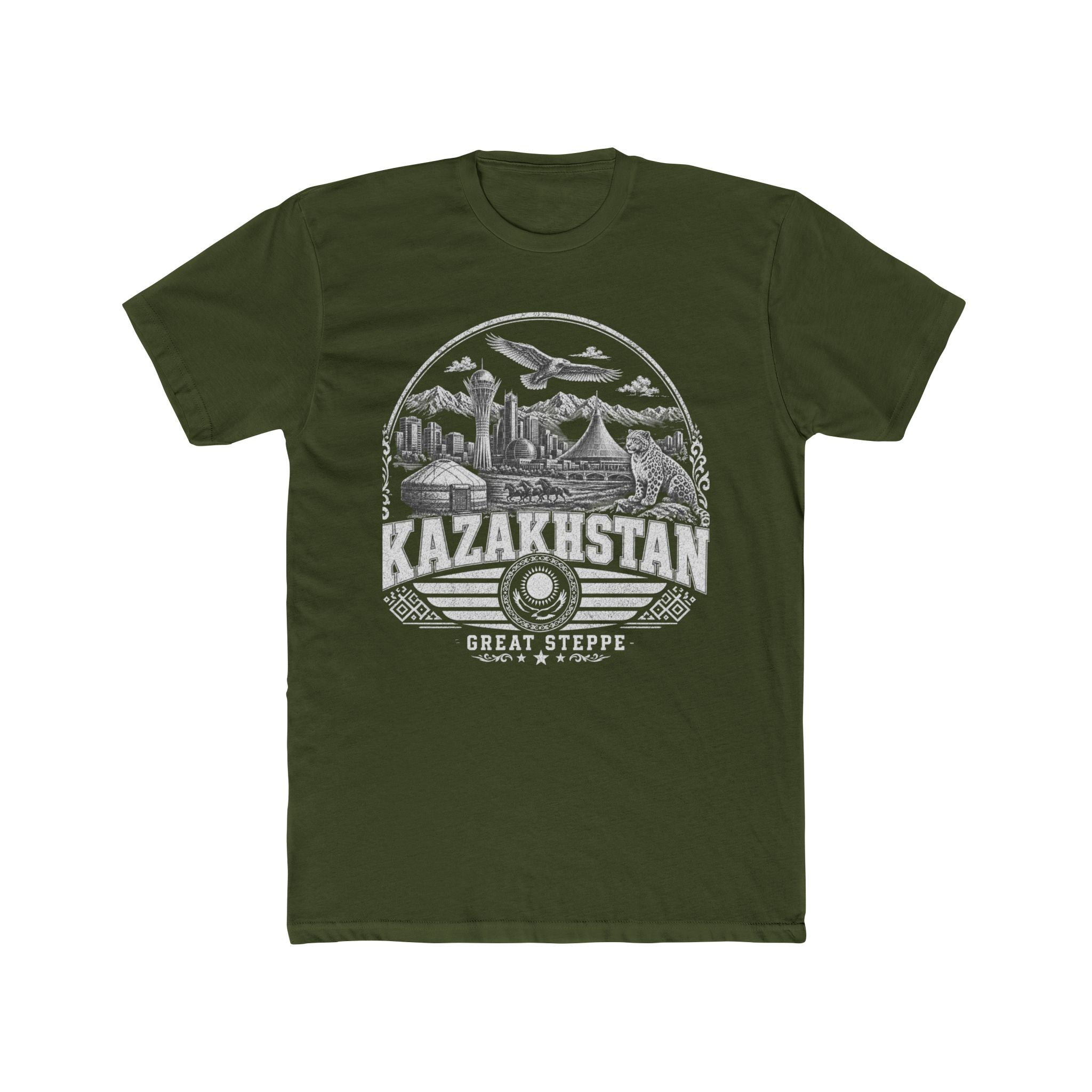 Kazakhstan vintage landmarks men's tee — iconic landmark design | Nameshi Destinations (view 4)