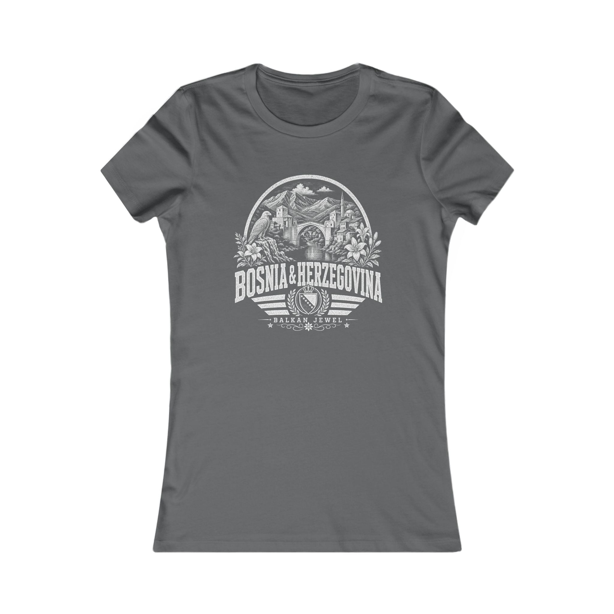 Bosnia & Herzegovina vintage landmarks women's tee — iconic landmark design | Nameshi Destinations (view 11)