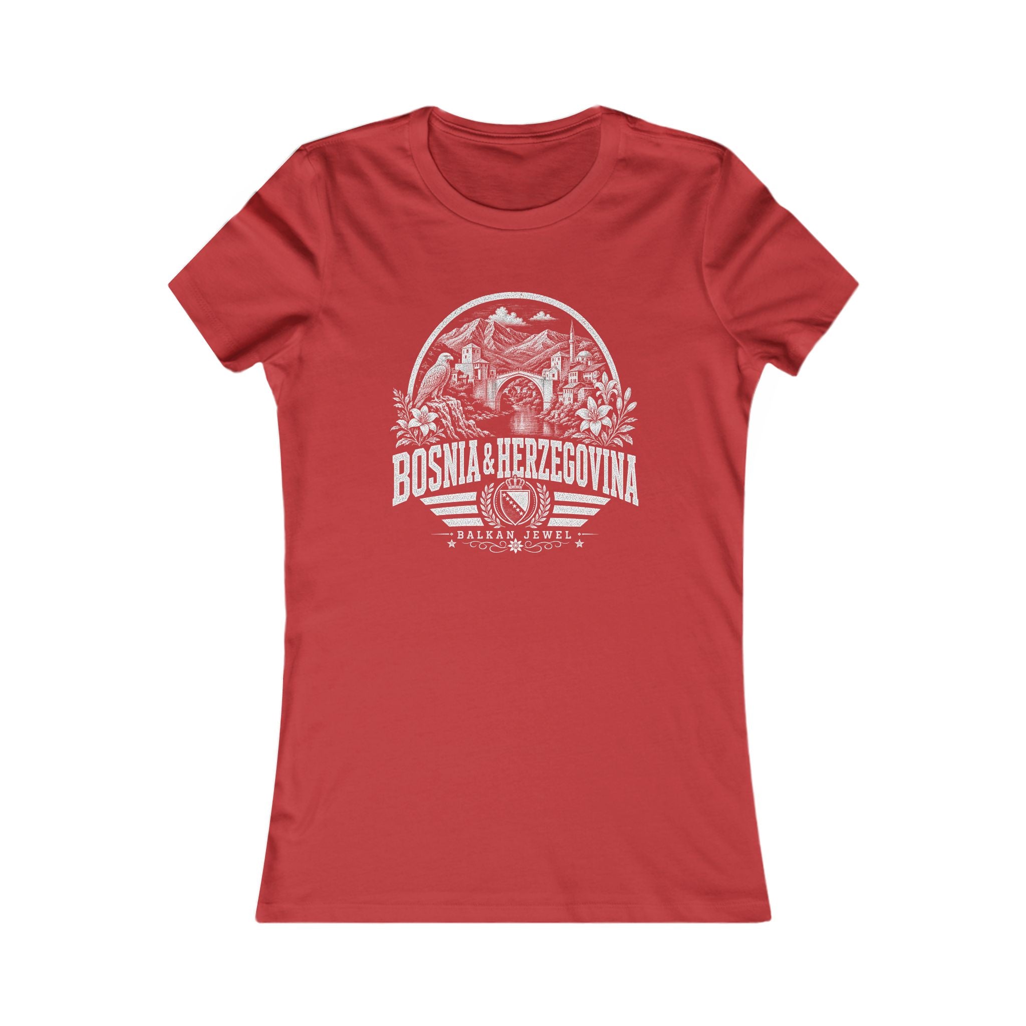 Bosnia & Herzegovina vintage landmarks women's tee — iconic landmark design | Nameshi Destinations (view 9)