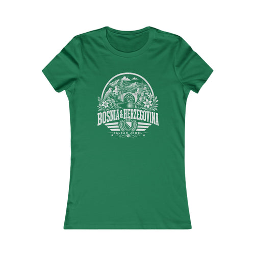 Bosnia & Herzegovina vintage landmarks women's tee — iconic landmark design | Nameshi Destinations (view 2)