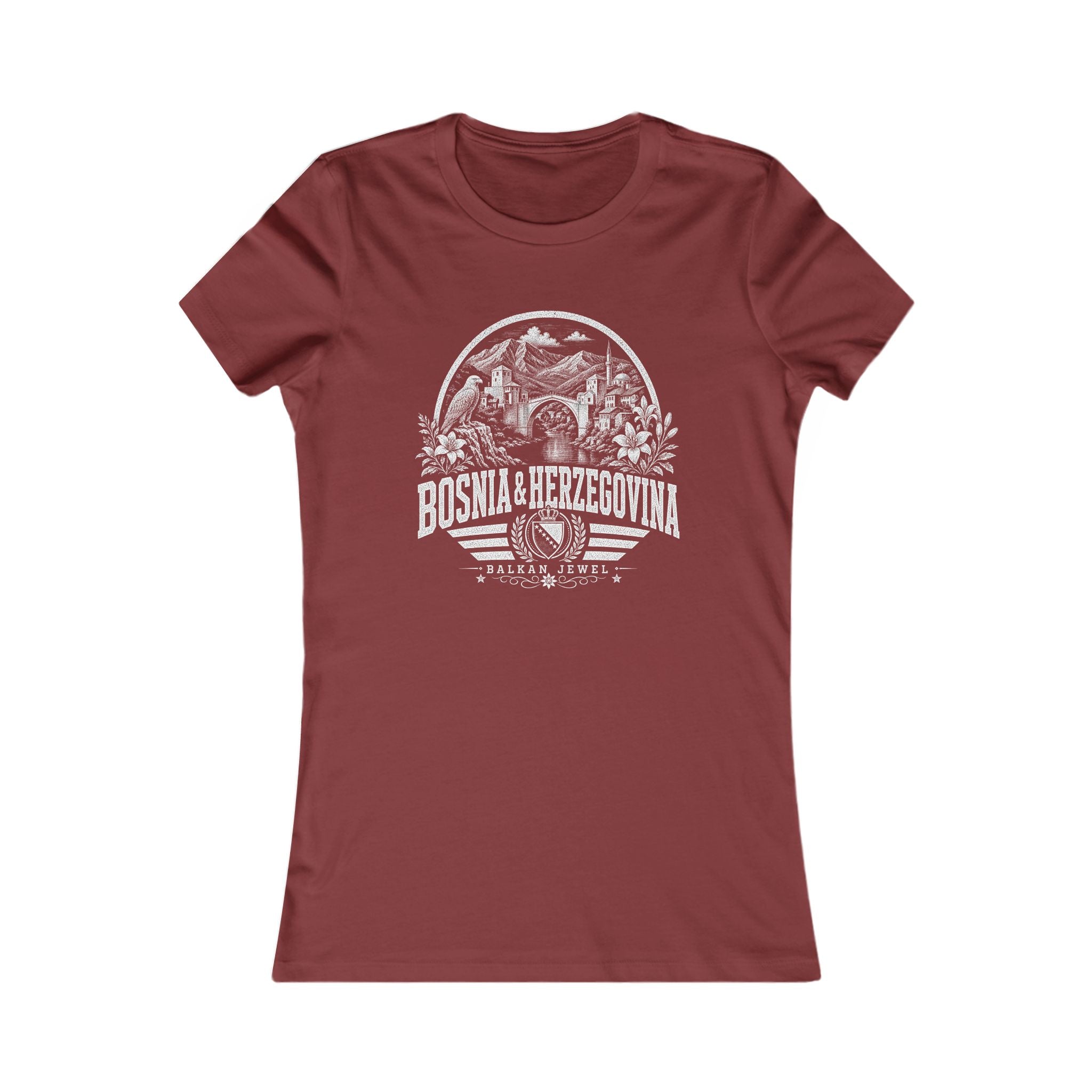 Bosnia & Herzegovina vintage landmarks women's tee — iconic landmark design | Nameshi Destinations (view 15)