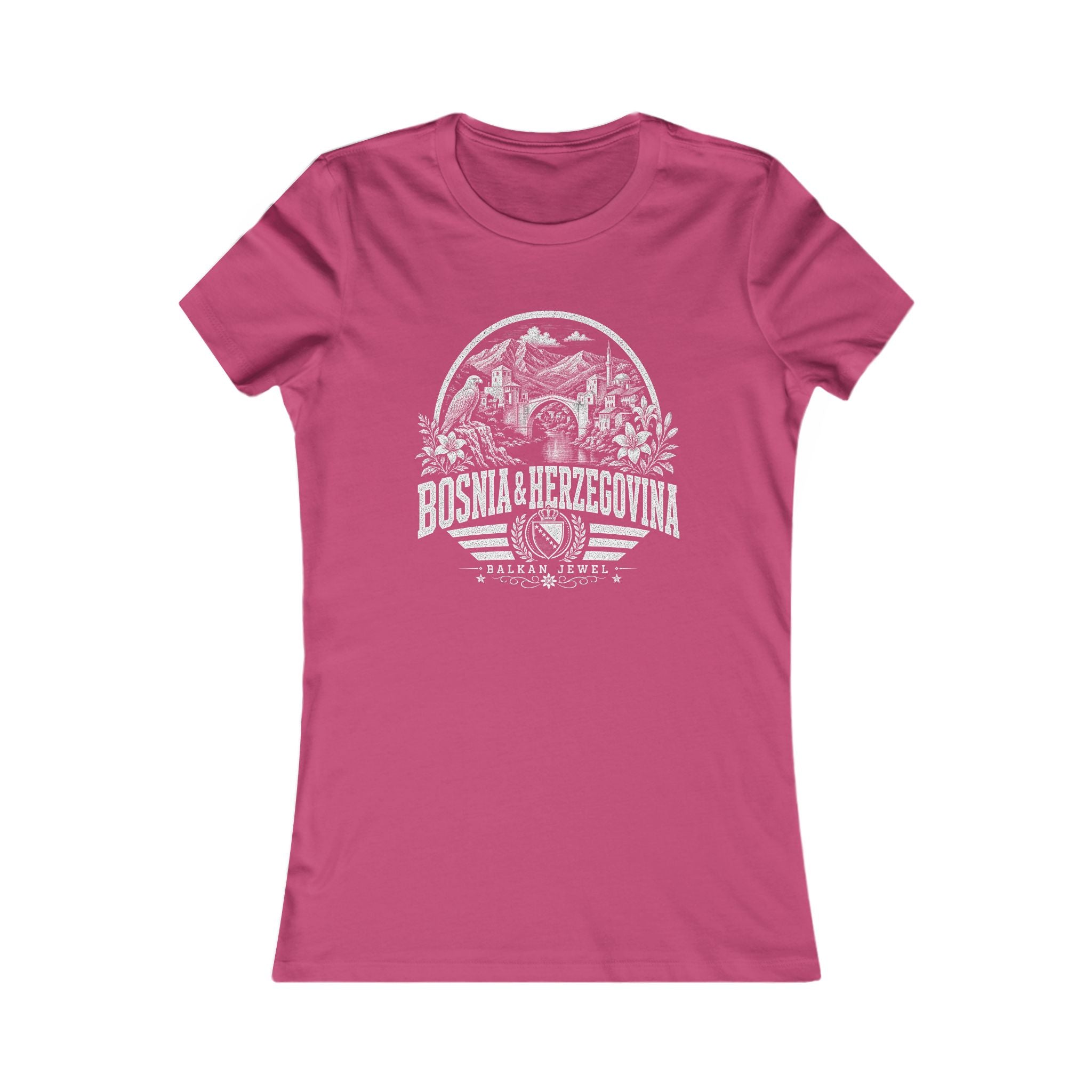 Bosnia & Herzegovina vintage landmarks women's tee — iconic landmark design | Nameshi Destinations (view 16)