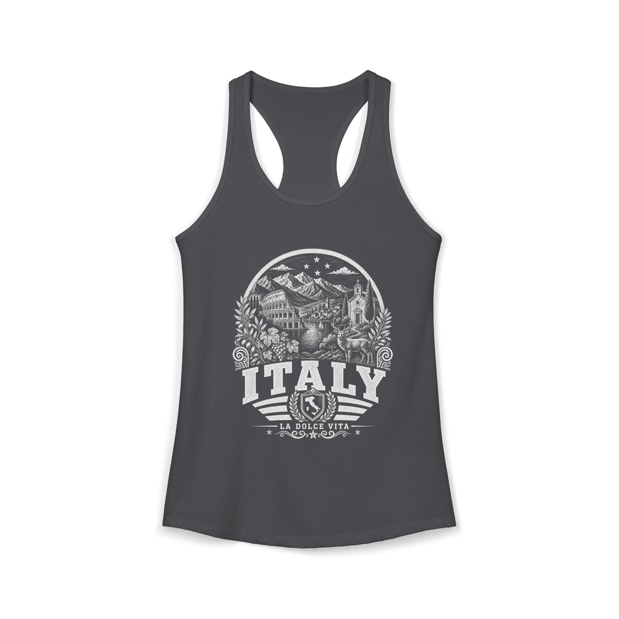 Italy vintage landmarks tank top — iconic landmark design | Nameshi Destinations (view 12)