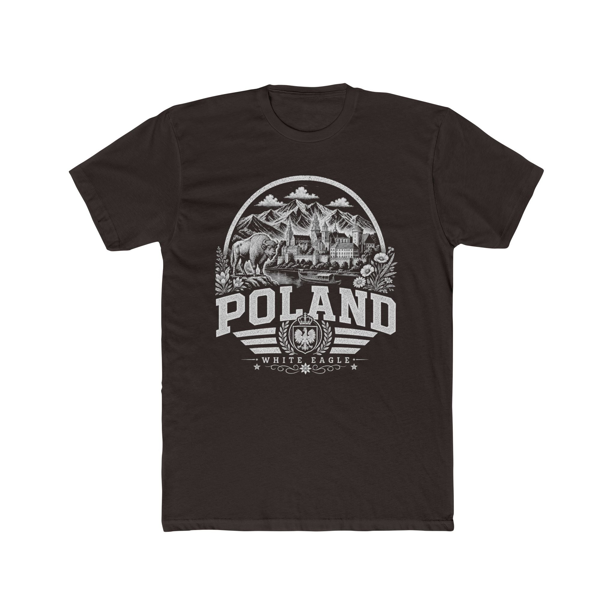 Poland vintage landmarks men's tee — iconic landmark design | Nameshi Destinations (view 1)