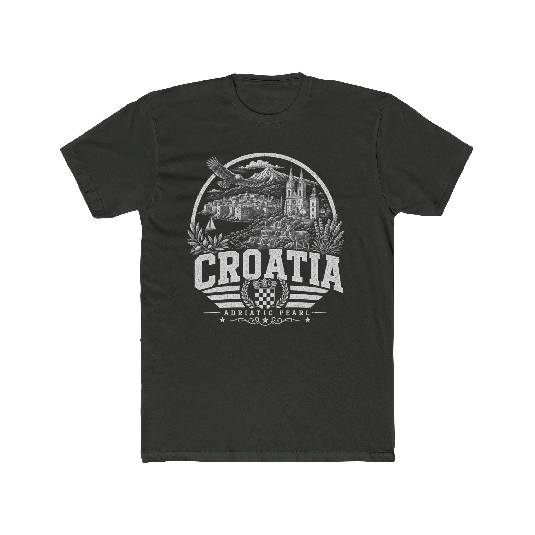 Croatia vintage landmarks men's tee — iconic landmark design | Nameshi Destinations (view 5)