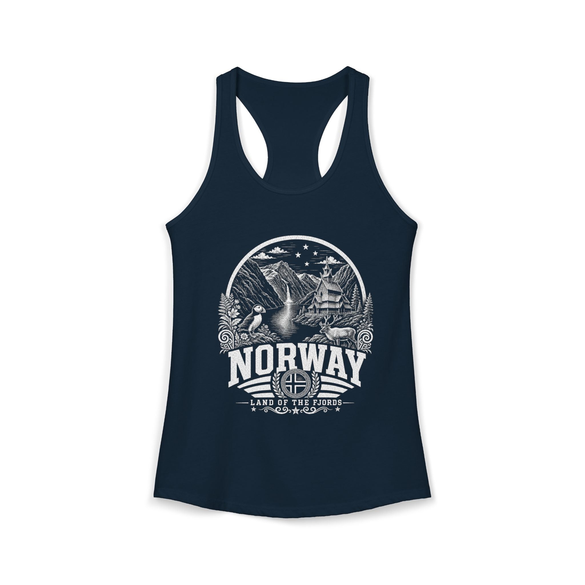 Norway vintage landmarks tank top — iconic landmark design | Nameshi Destinations (view 11)