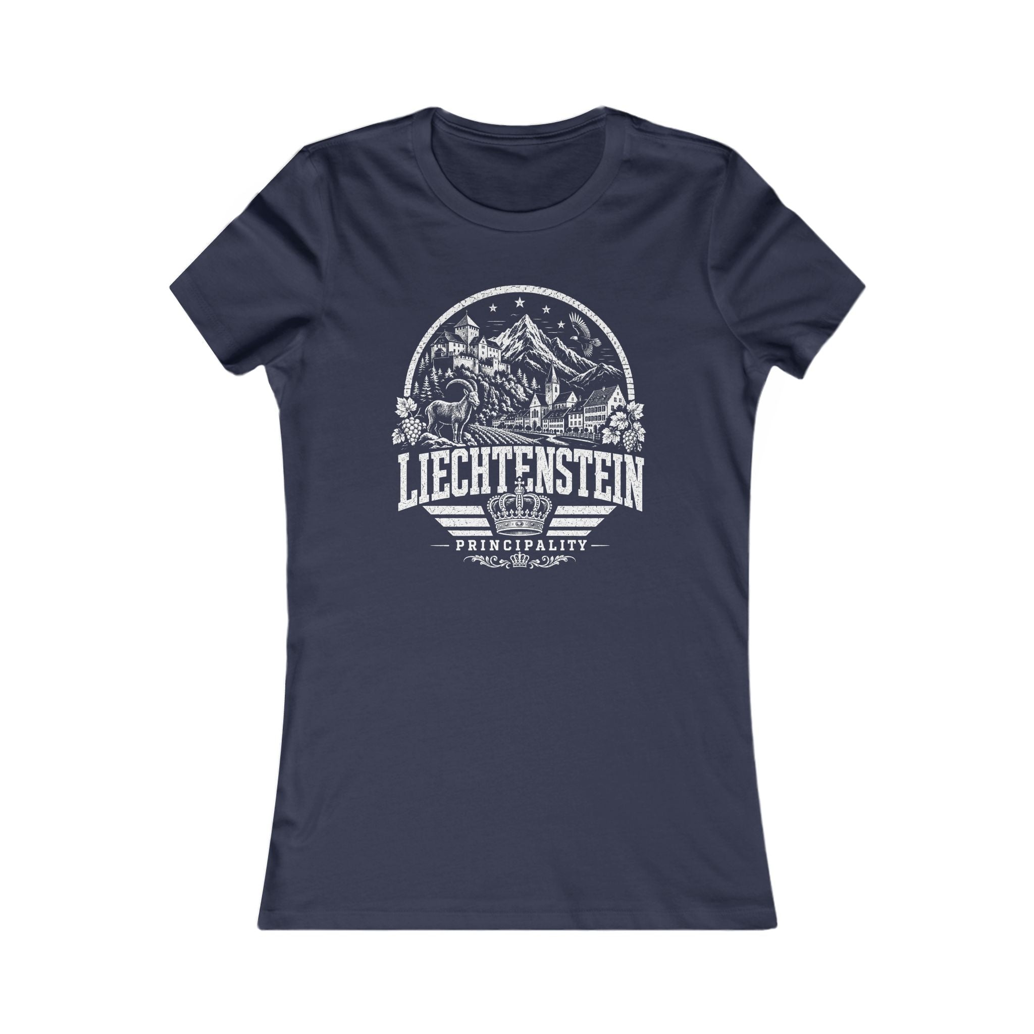Liechtenstein vintage landmarks women's tee — iconic landmark design | Nameshi Destinations (view 5)