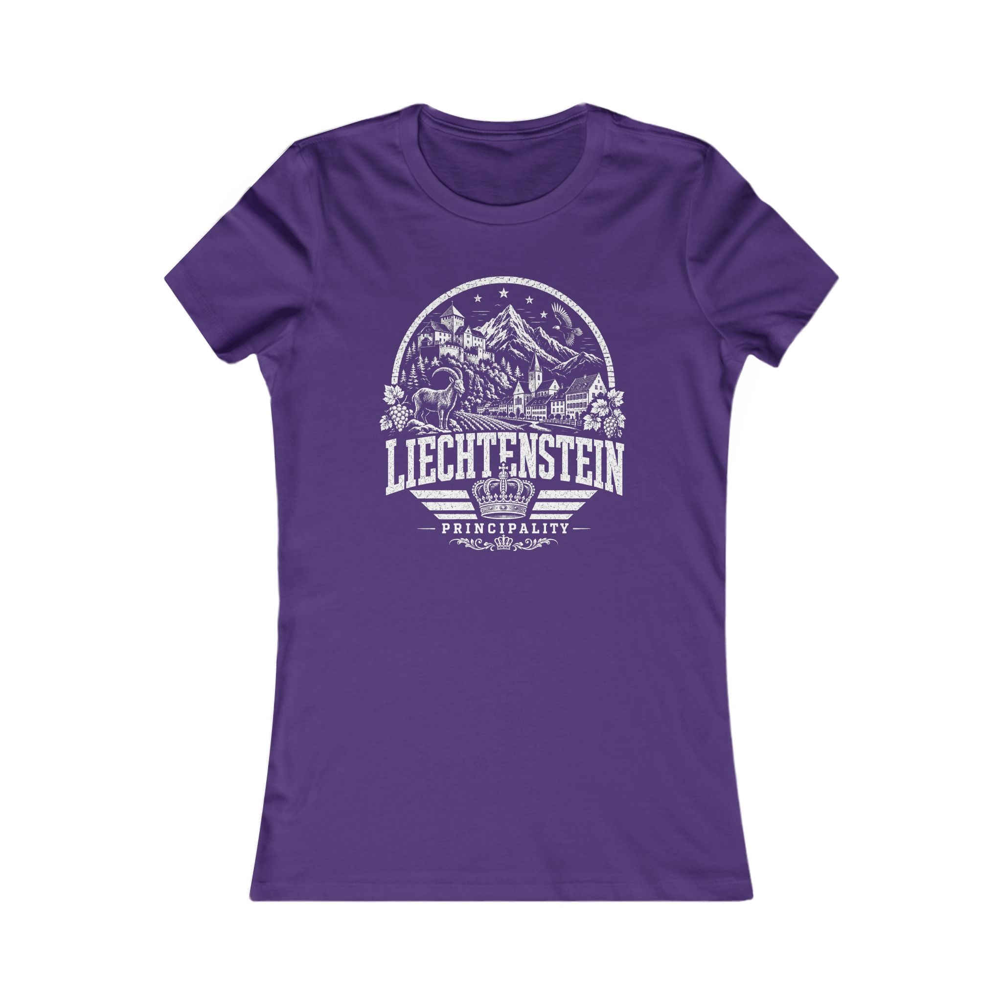 Liechtenstein vintage landmarks women's tee — iconic landmark design | Nameshi Destinations (view 6)