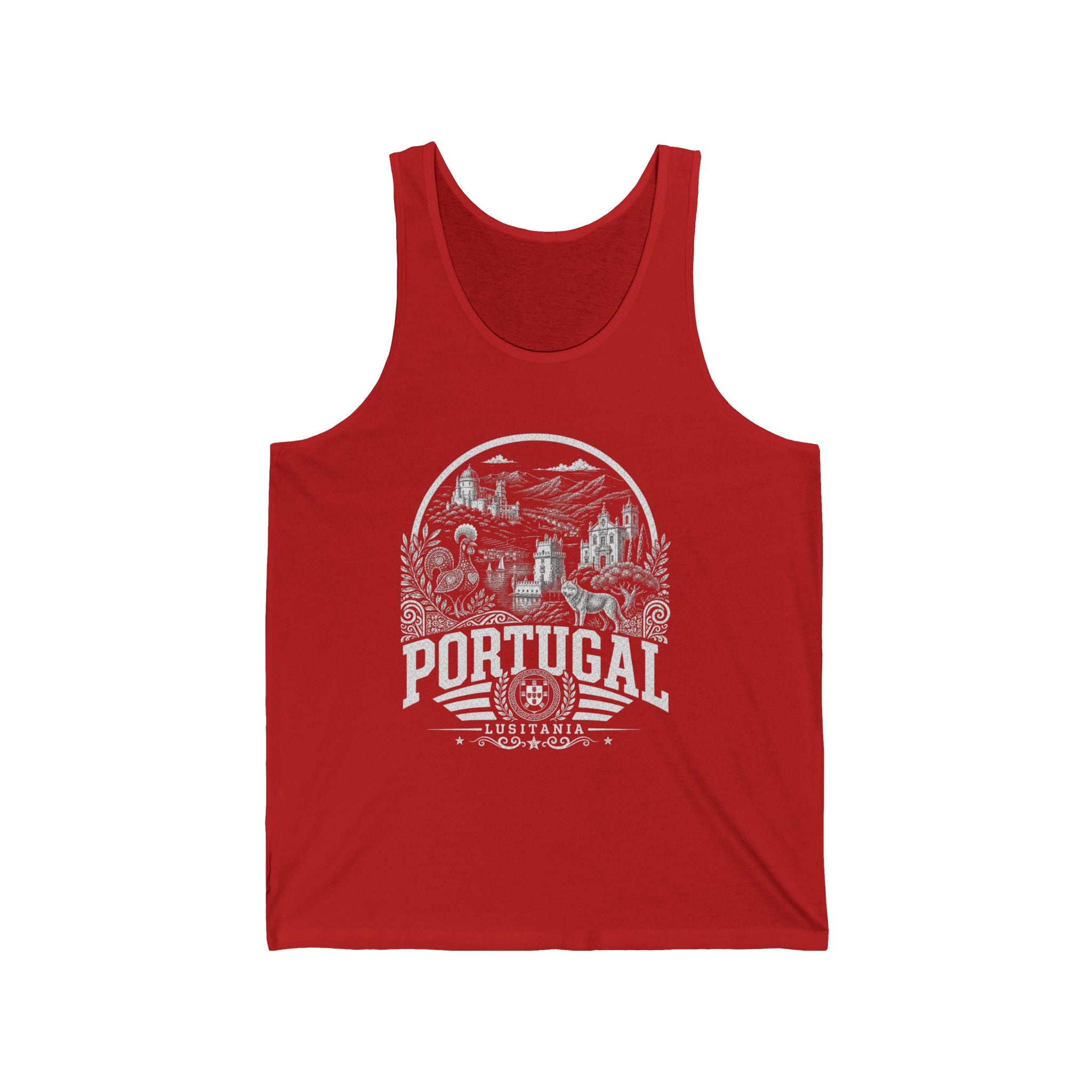 Portugal vintage landmarks men's tank top — iconic landmark design | Nameshi Destinations (view 8)