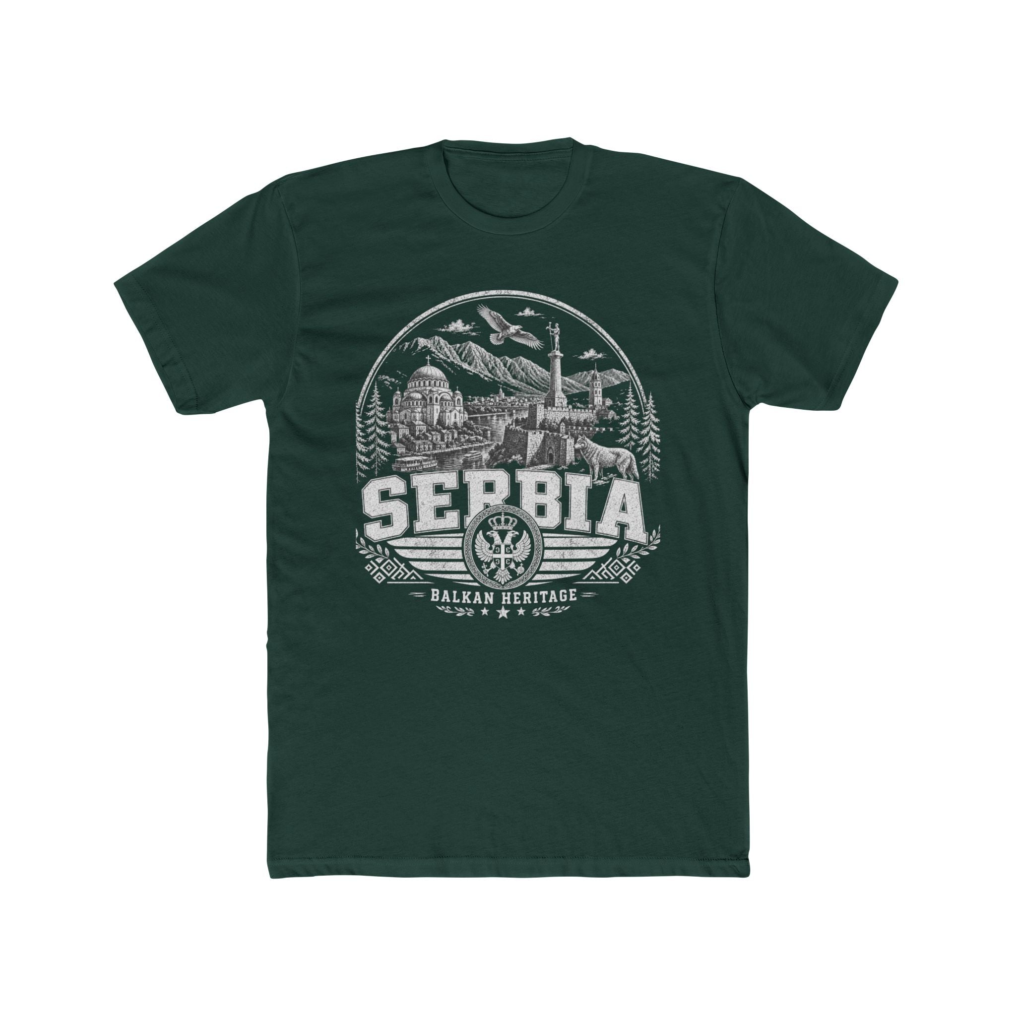 Serbia vintage landmarks men's tee — iconic landmark design | Nameshi Destinations (view 7)