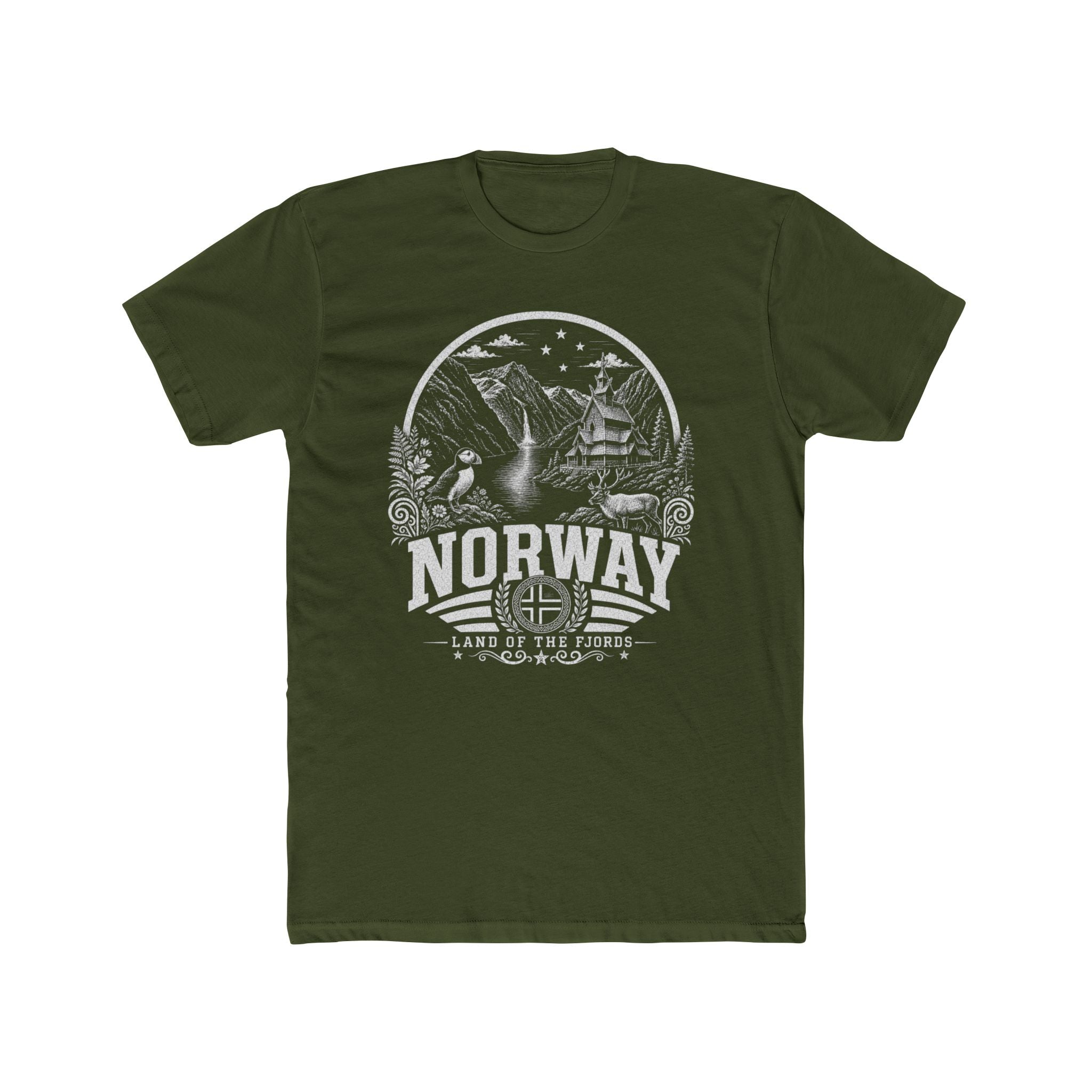 Norway vintage landmarks men's tee — iconic landmark design | Nameshi Destinations (view 4)