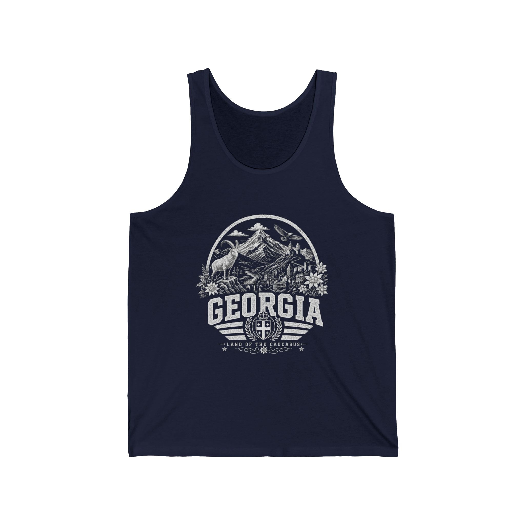 Slovenia vintage landmarks men's tank top — iconic landmark design | Nameshi Destinations (view 7)