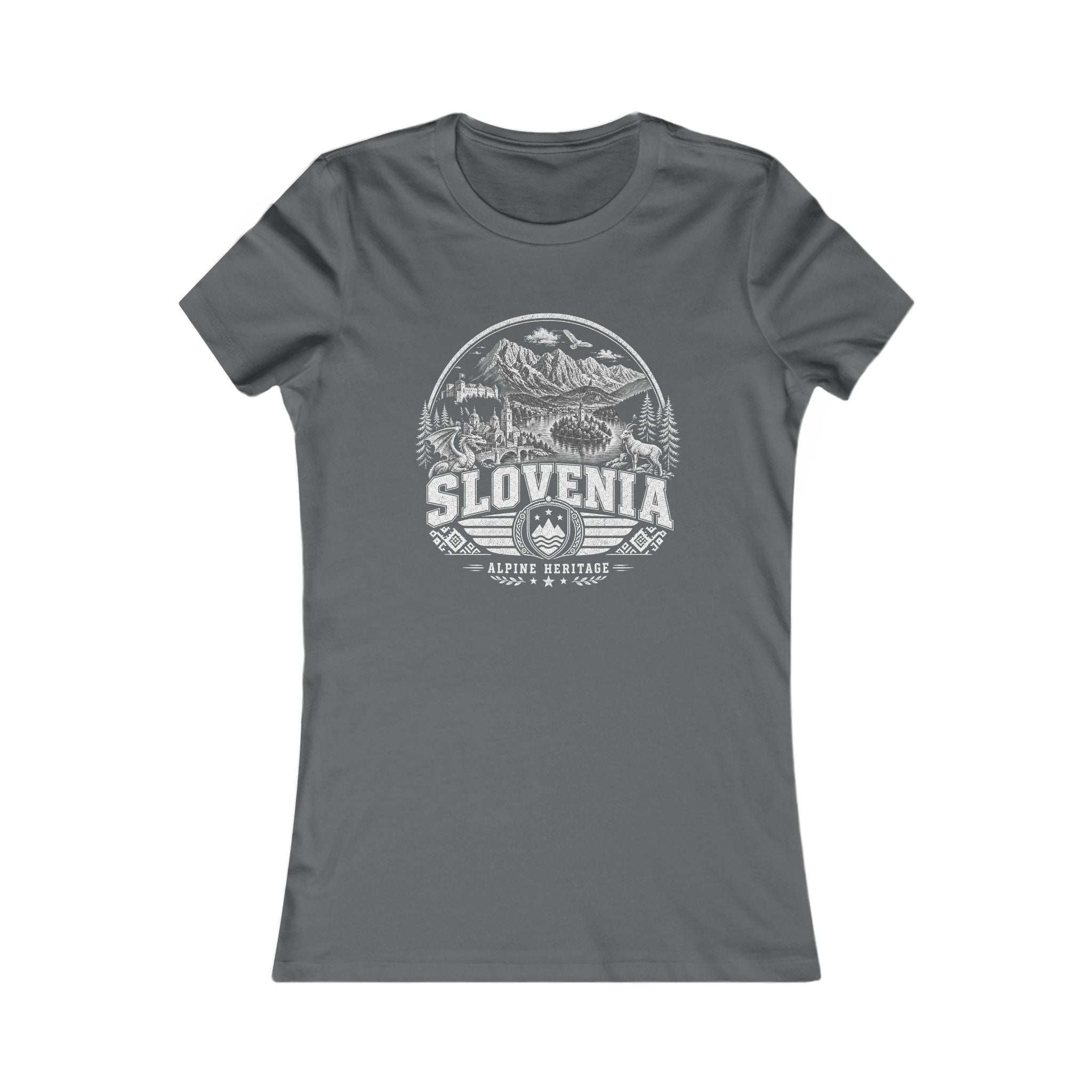 Slovenia vintage landmarks women's tee — iconic landmark design | Nameshi Destinations (view 11)