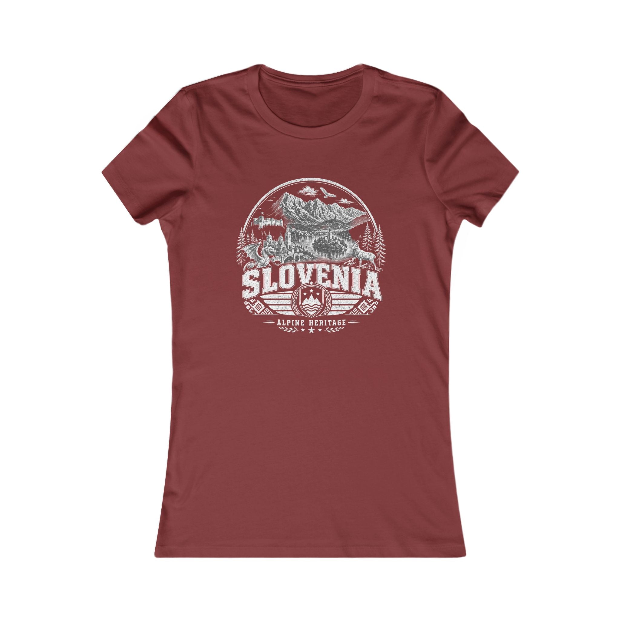 Slovenia vintage landmarks women's tee — iconic landmark design | Nameshi Destinations (view 15)