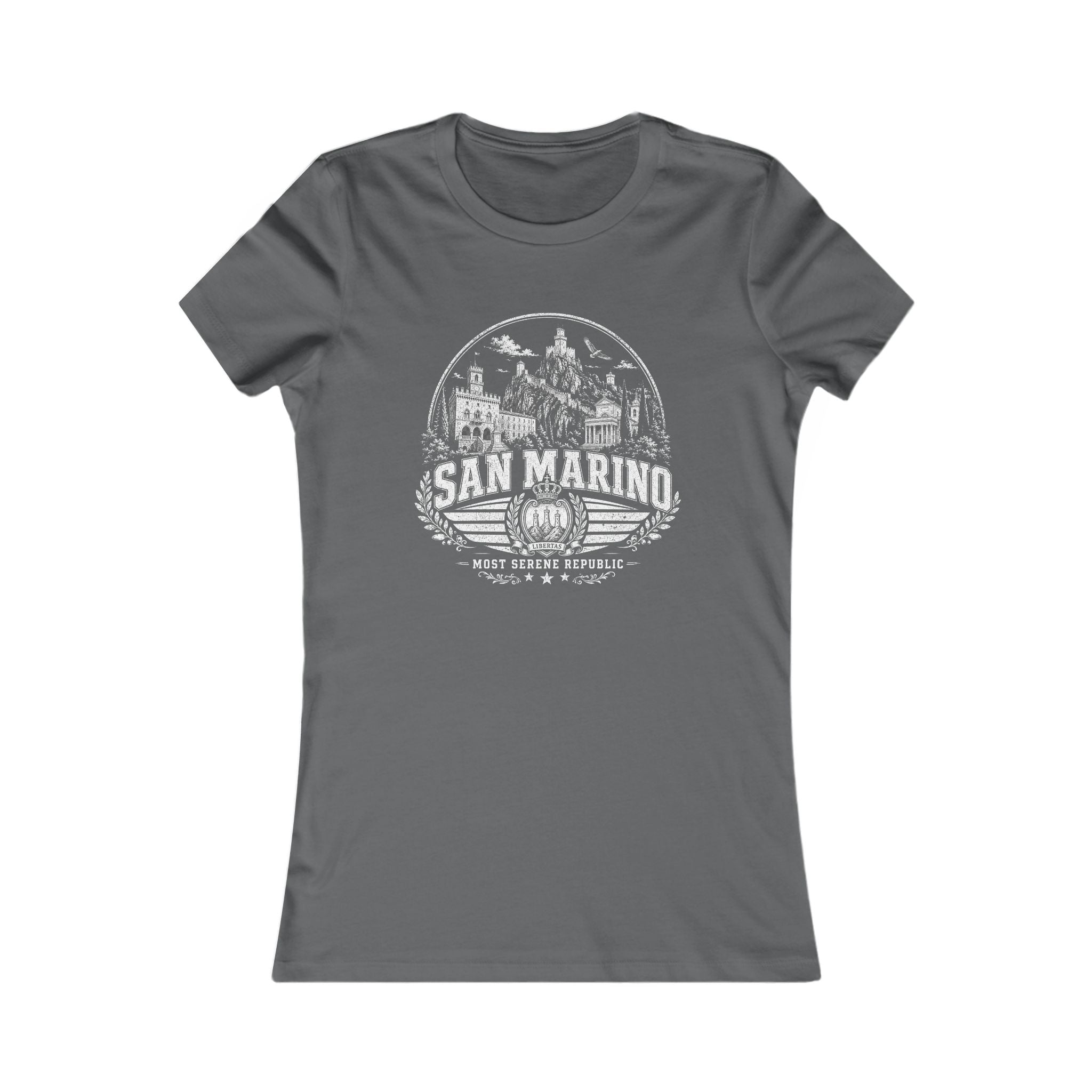 San Marino vintage landmarks women's tee — iconic landmark design | Nameshi Destinations (view 11)