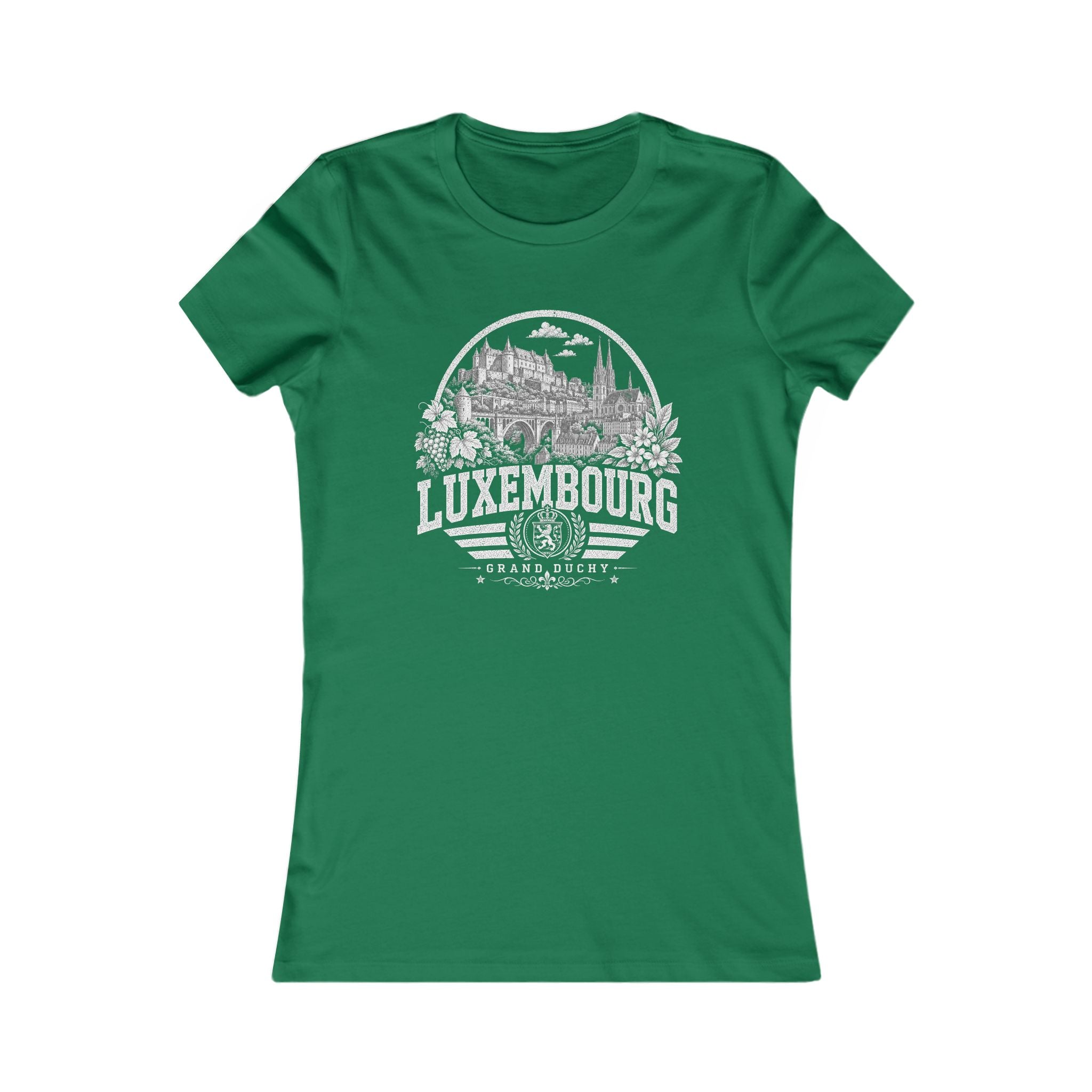Luxembourg vintage landmarks women's tee — iconic landmark design | Nameshi Destinations (view 2)
